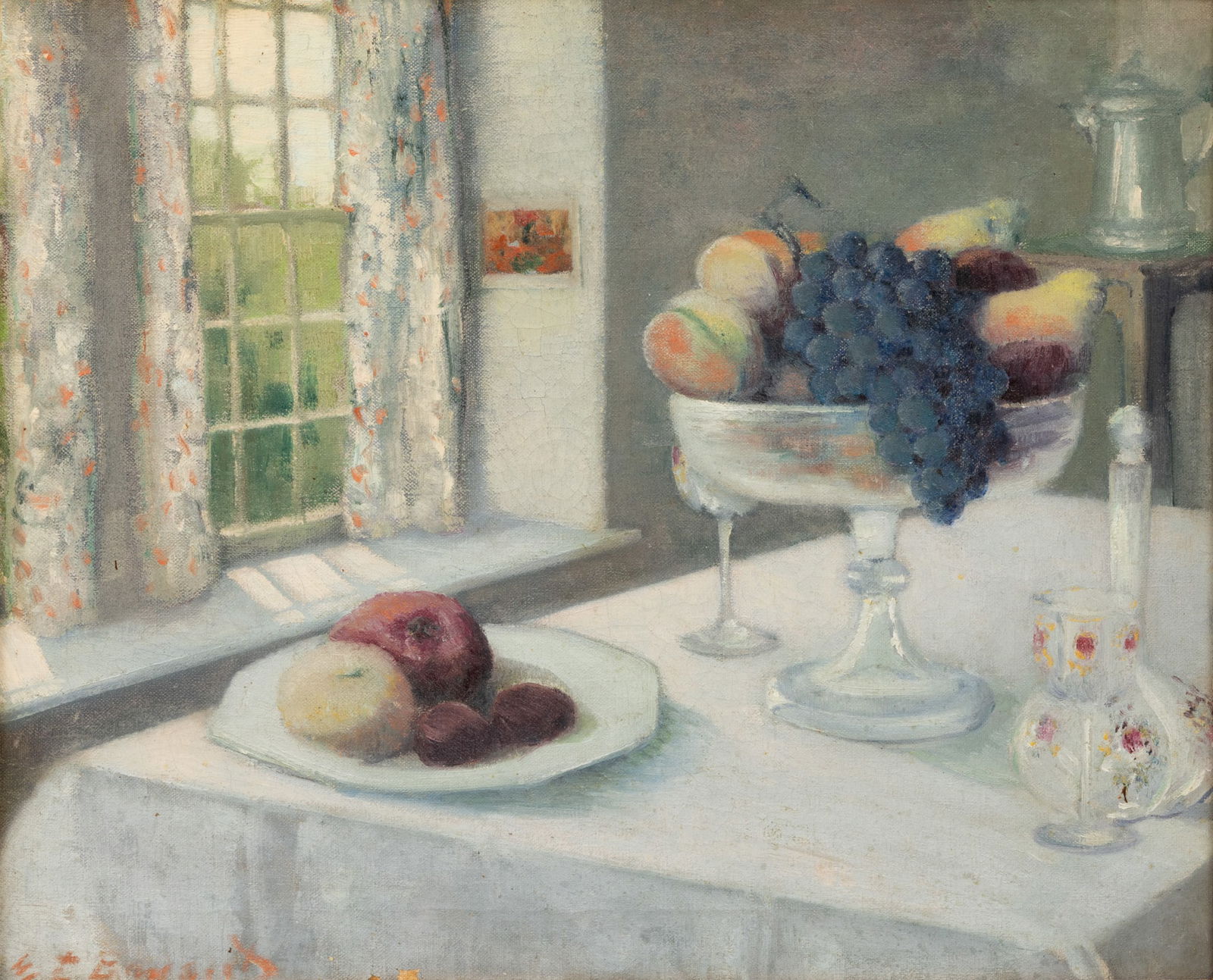 Everett Lloyd Bryant (American, 1864-1945) Oil on Canvas 'Still Life with Fruit', H 20" W 24" Frame (1 of 4)