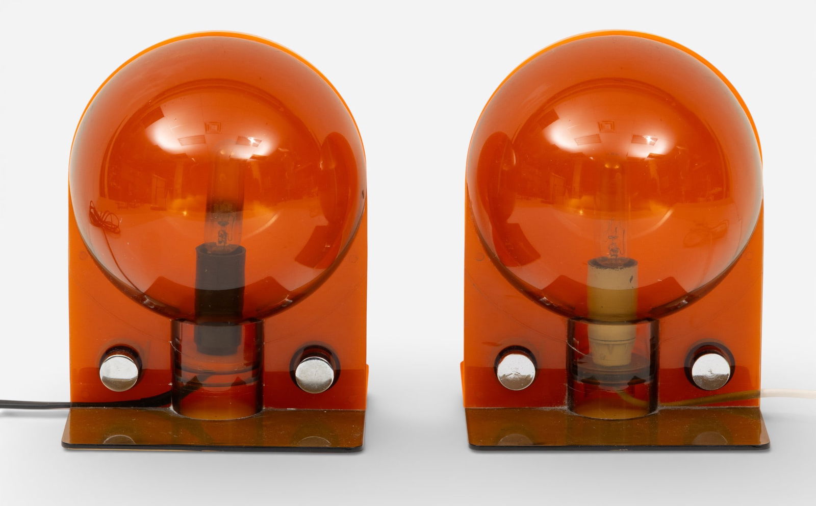 Harvey Guzzini for Meblo Lamps, Ca. 1970, H 8" W 6" Depth 6" 1 PAIR (1 of 4)