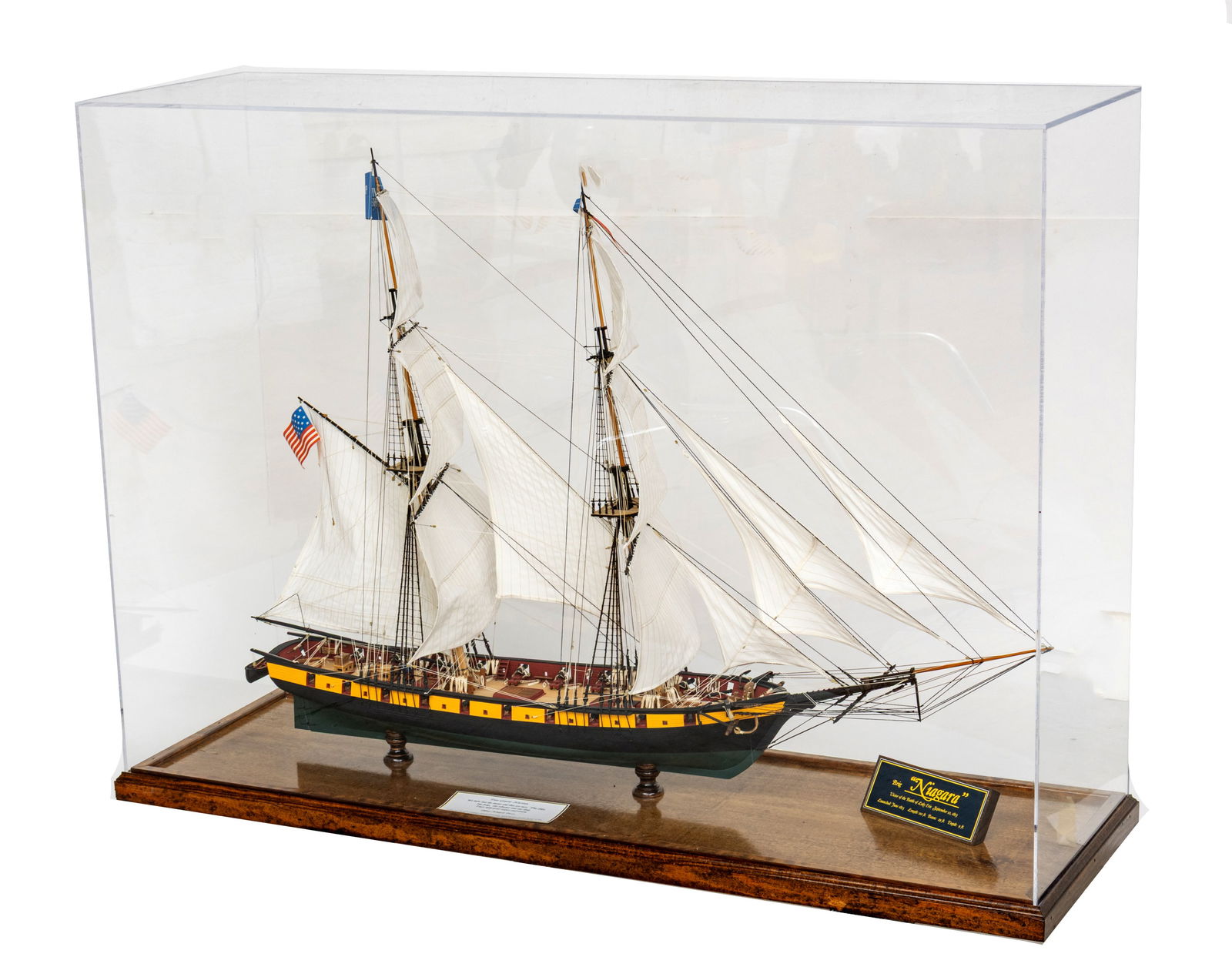 American Two Masted Ship Model, 20th Cent., 'U.S. Brig Niagara', H 32" W 13" L 48" (1 of 12)