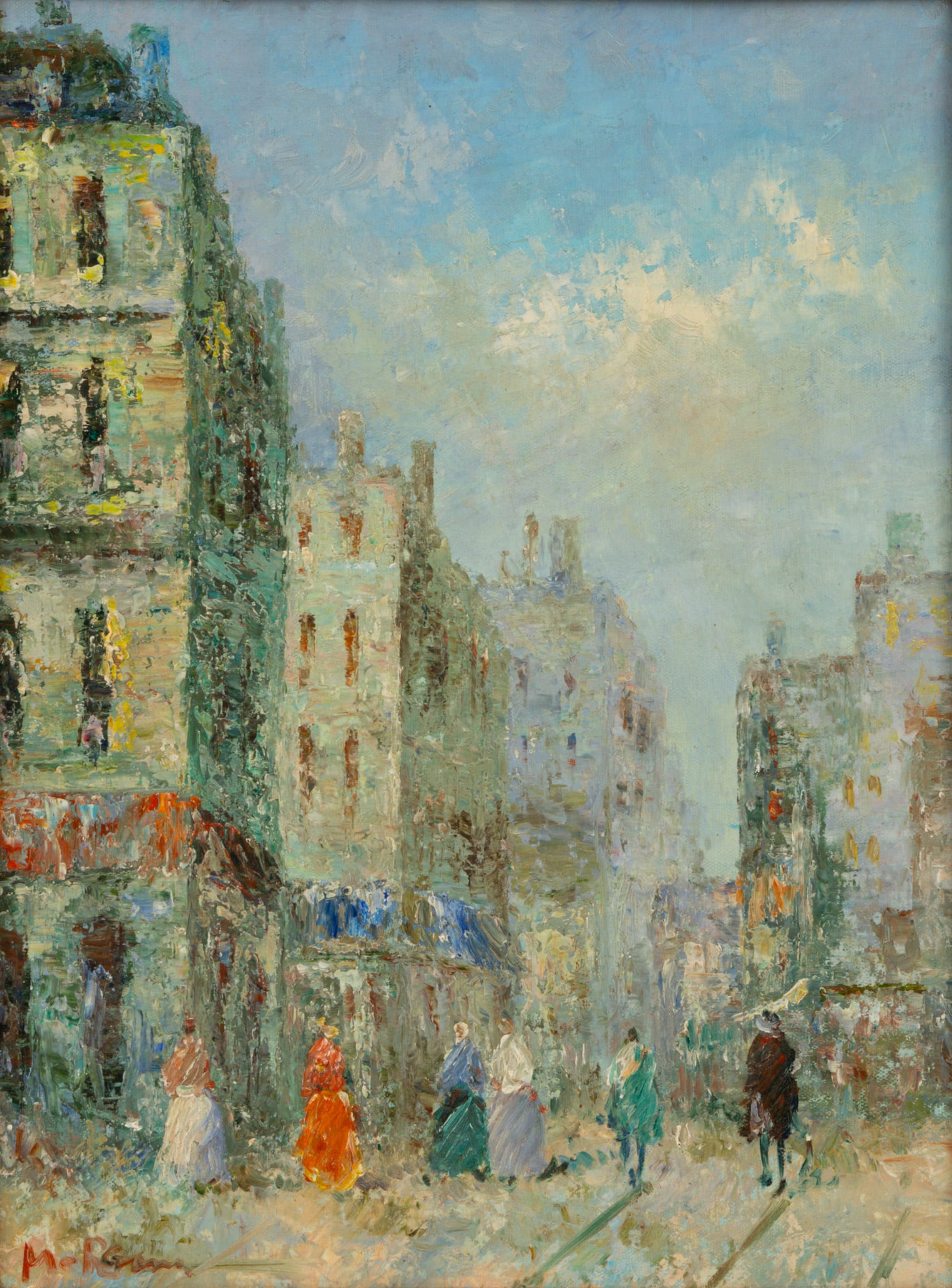Jean Remy (French, 1893-1970) Oil on Canvas 'Parisian Street Scene', H 16" W 12" Frame Size: H 23" W (1 of 5)