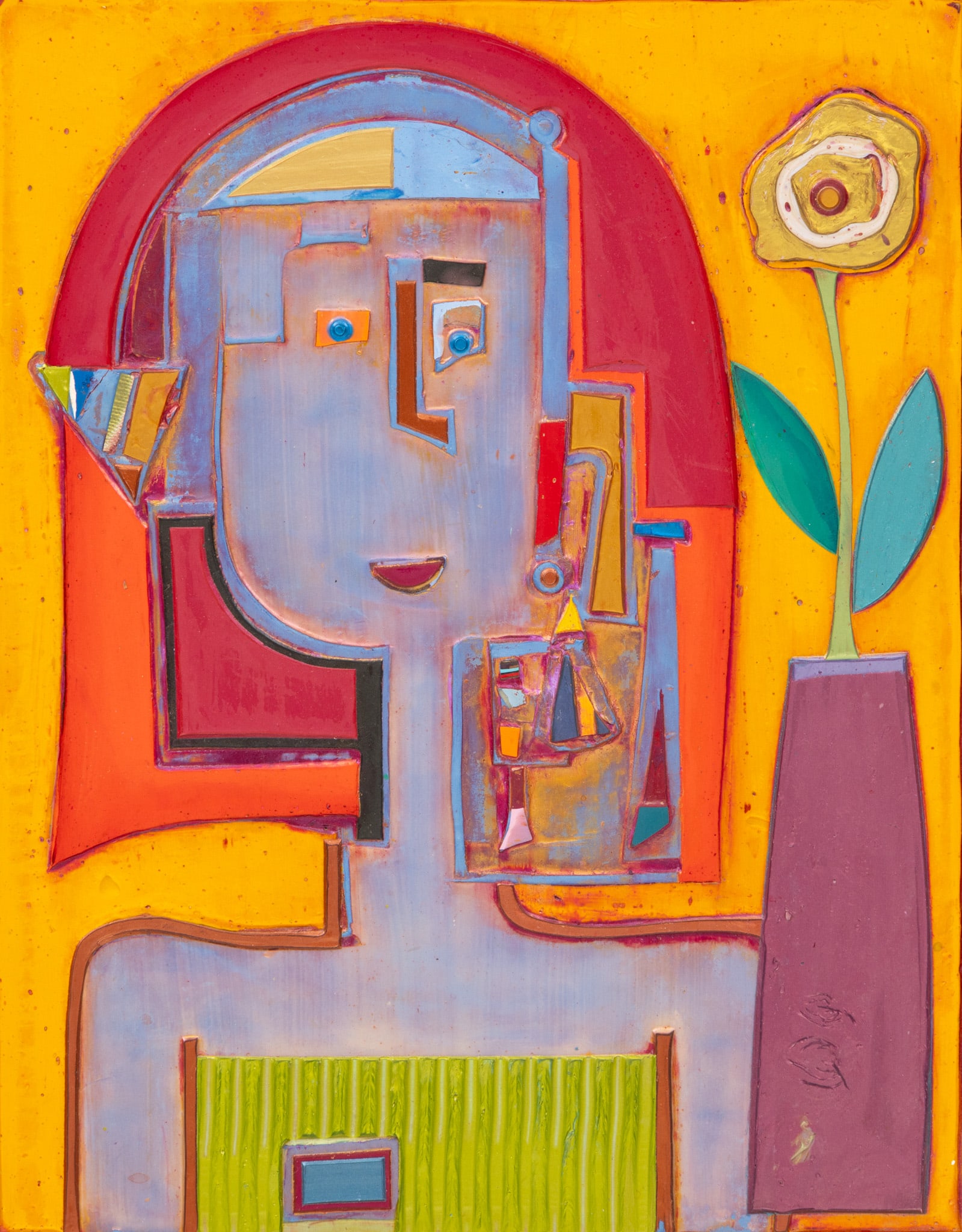 Robin Branham (American/20th C.) Acrylic on Canvas H 14" W 11" Frame Size: H 19" W 15.75" (1 of 4)