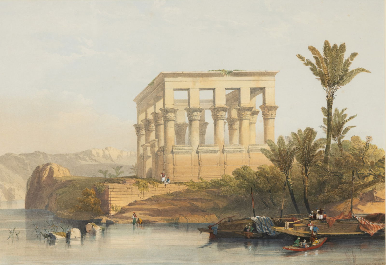 David Roberts (Scottish, 1796-1864) Hand Colored Lithograph on Paper, Mid 19th C., 'The Hypaethral (1 of 6)