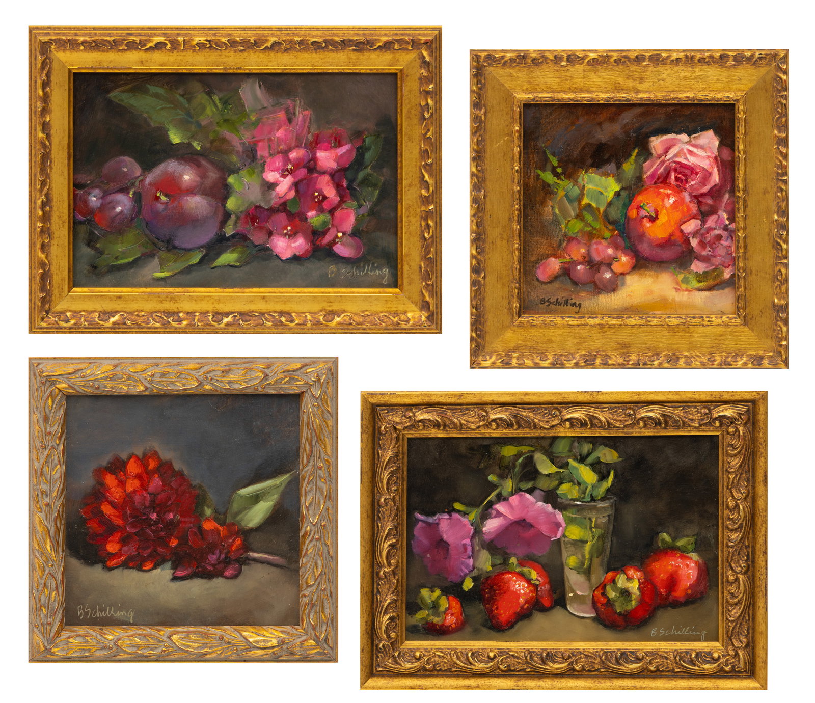 Barbara Schilling (American/Grand Rapids, 20th C.) Oils on Artist Boards, 20th C., Still Lives 4 PCS (1 of 17)