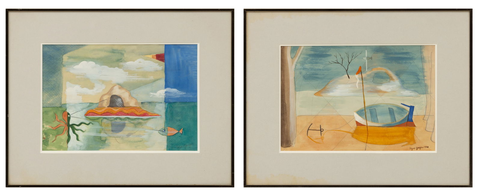 Edgar Louis Yaeger (American, 1904-1997) Watercolor, Gouache, and Graphite on Paper, Ca. 1948, H (1 of 9)