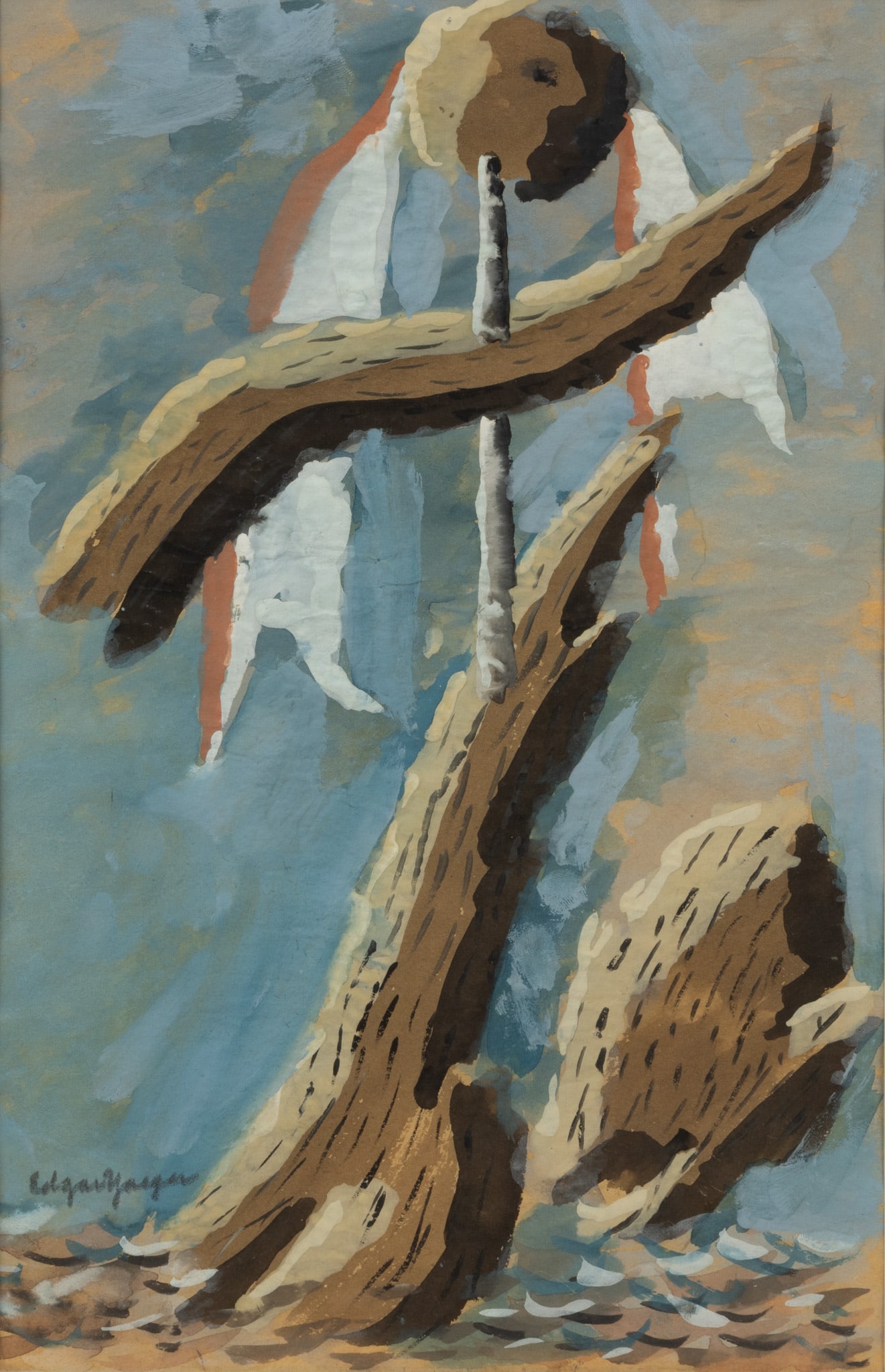 Edgar Louis Yaeger (American, 1904-1997) Gouache on Paper, Ca. 1930-1940, 'Totem in Surreal (1 of 4)