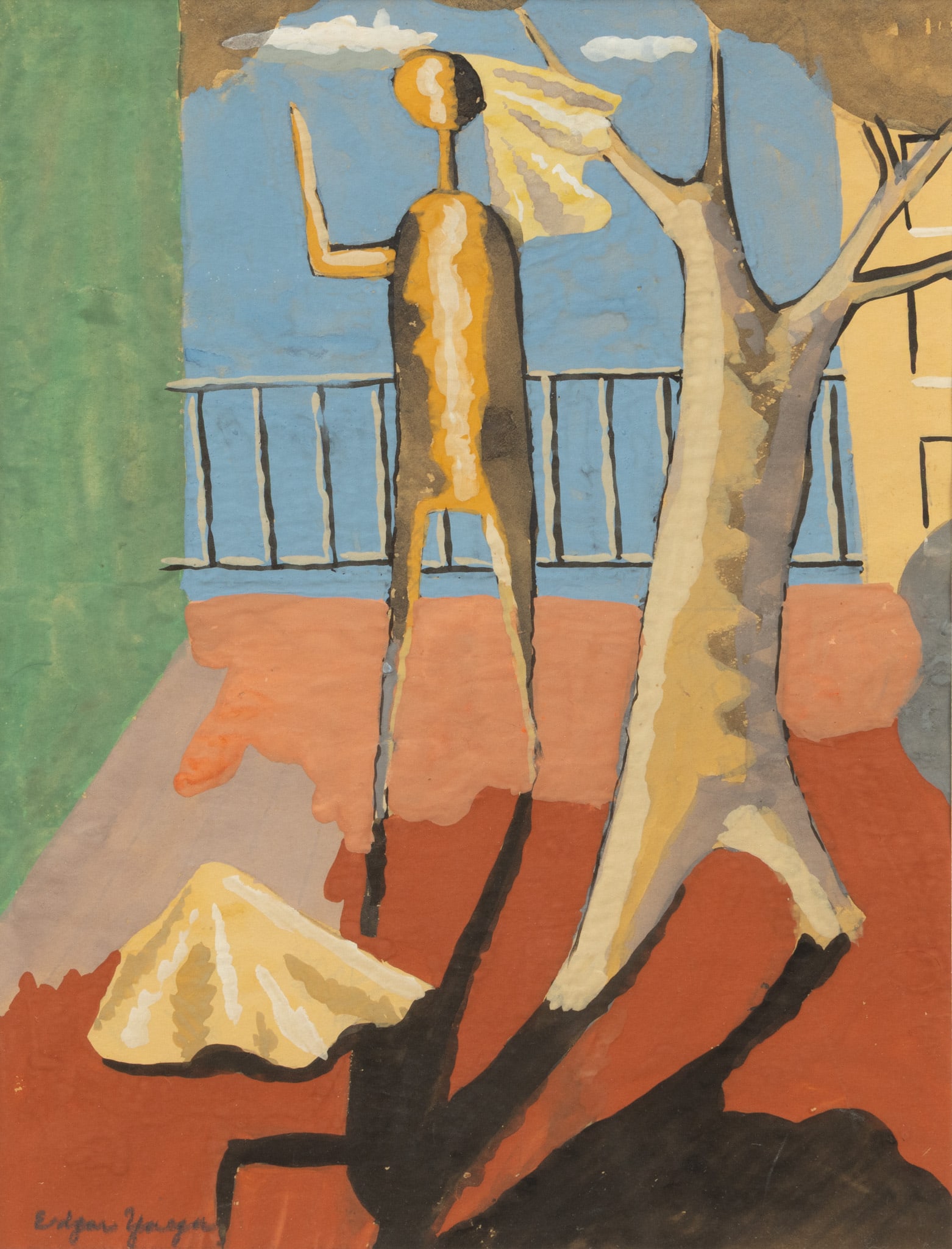 Edgar Louis Yaeger (American, 1904-1997) Gouache on Paper, Ca. 1930-40, 'Surreal Composition with (1 of 4)