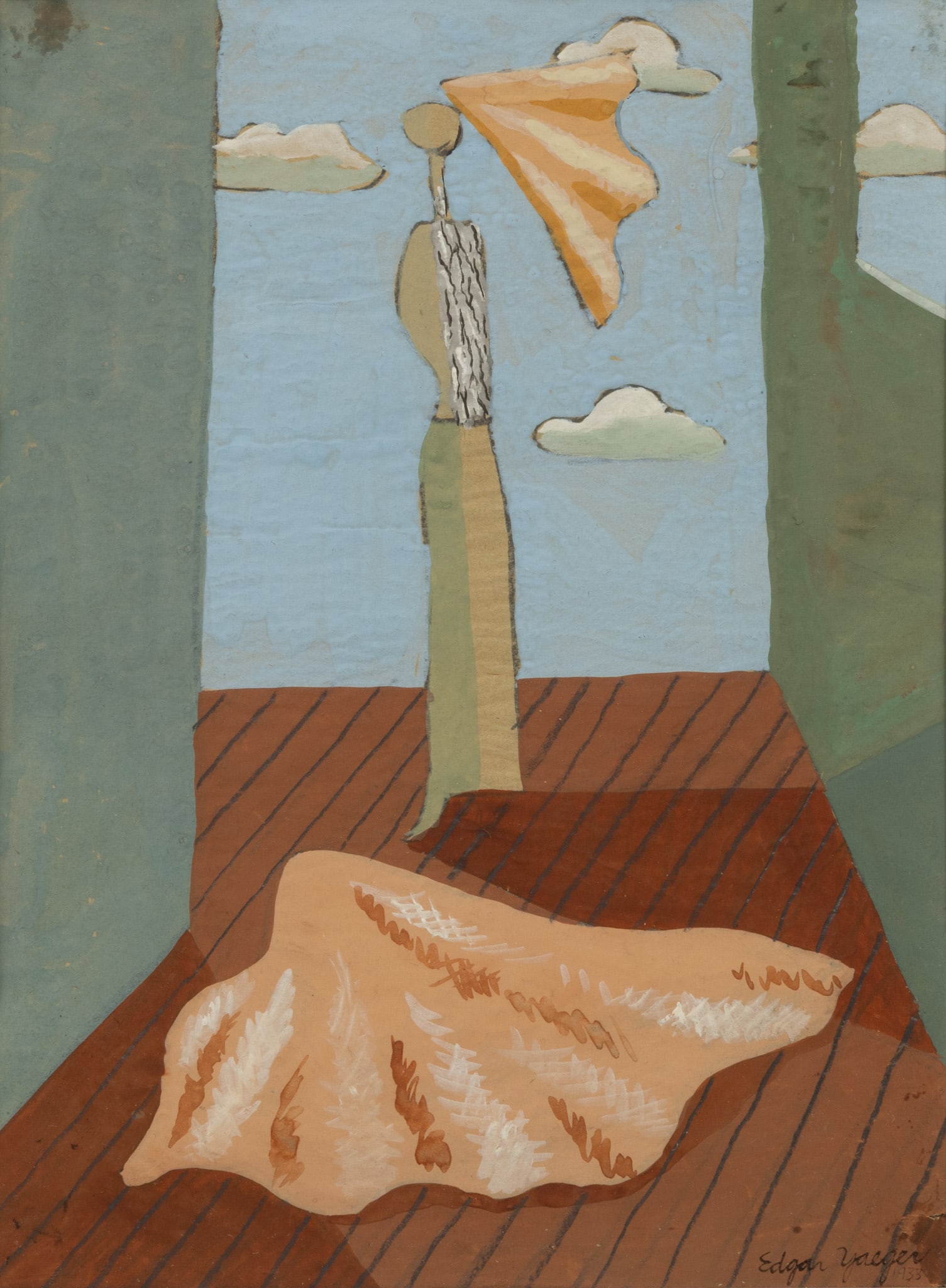 Edgar Louis Yaeger (American, 1904-1997) Gouache on Paper 1933, 'Surreal Composition', H 10.25" W (1 of 4)
