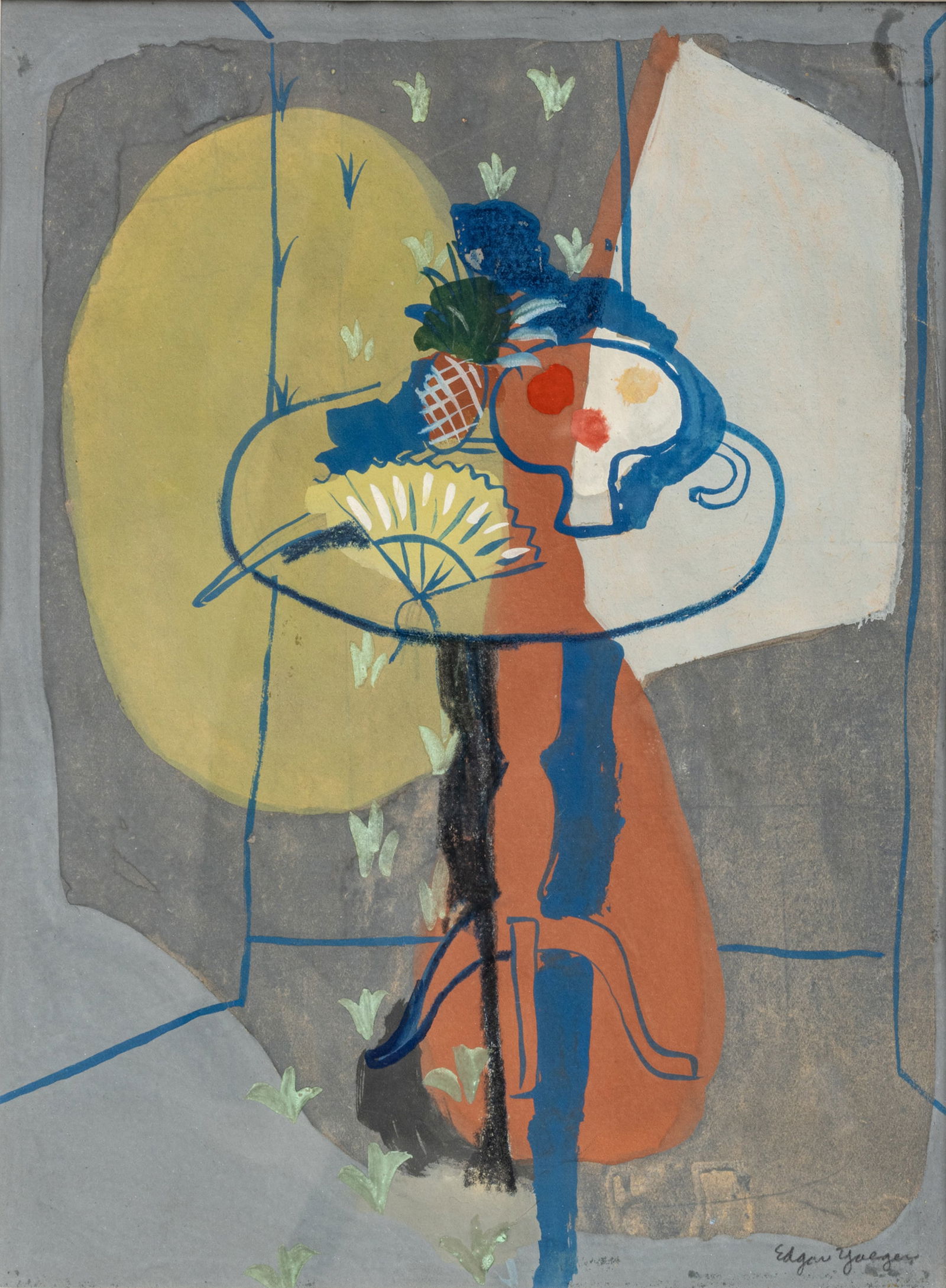 Edgar Louis Yaeger (American, 1904-1997) Gouache and Pencil on Paper, Ca. 1940's, 'Surrealistic (1 of 6)