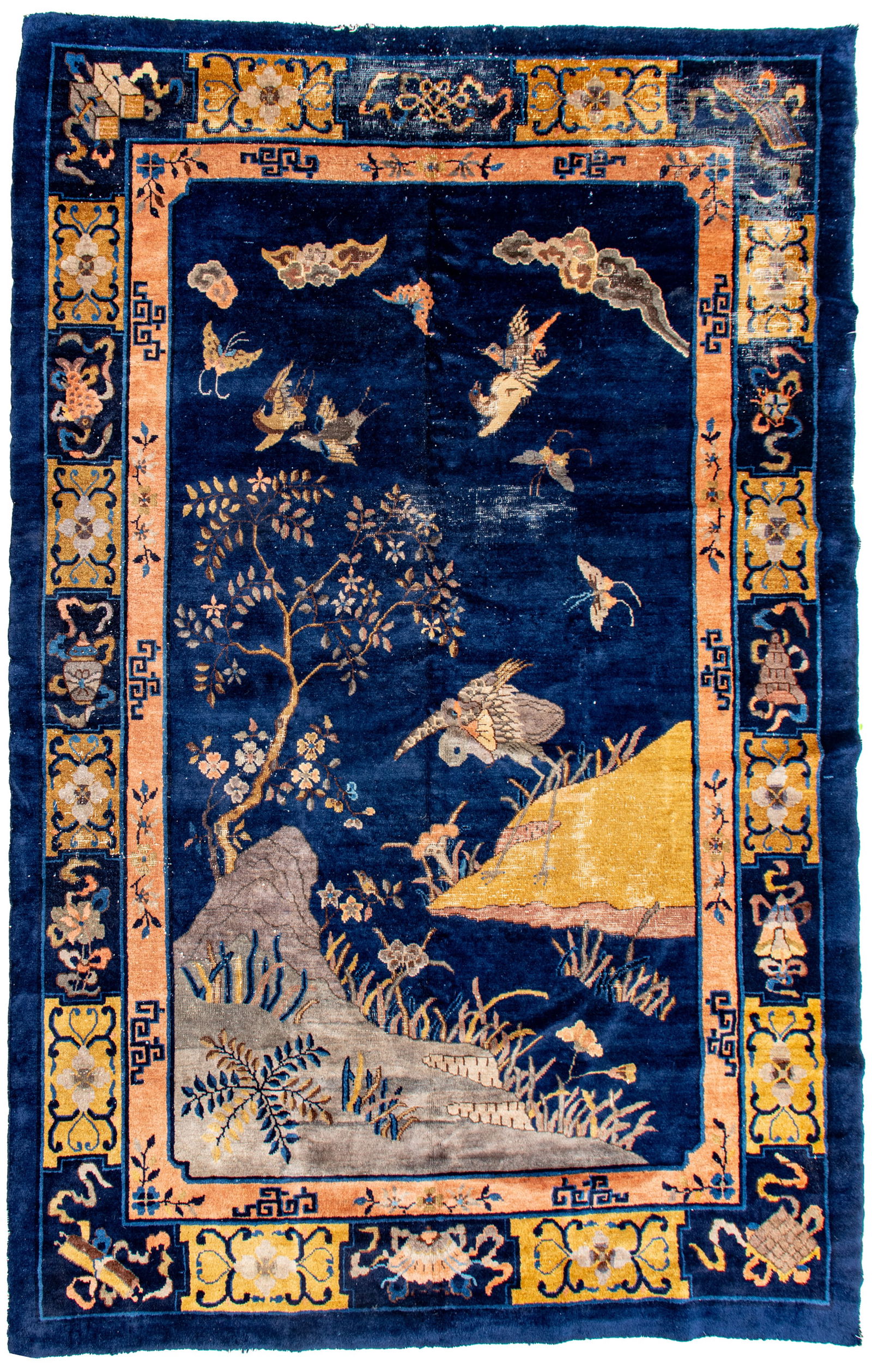 Chinese Art Deco Style Handwoven Wool Rug, Ca. 1920, W 6' 2" L 8' 9" (1 of 5)