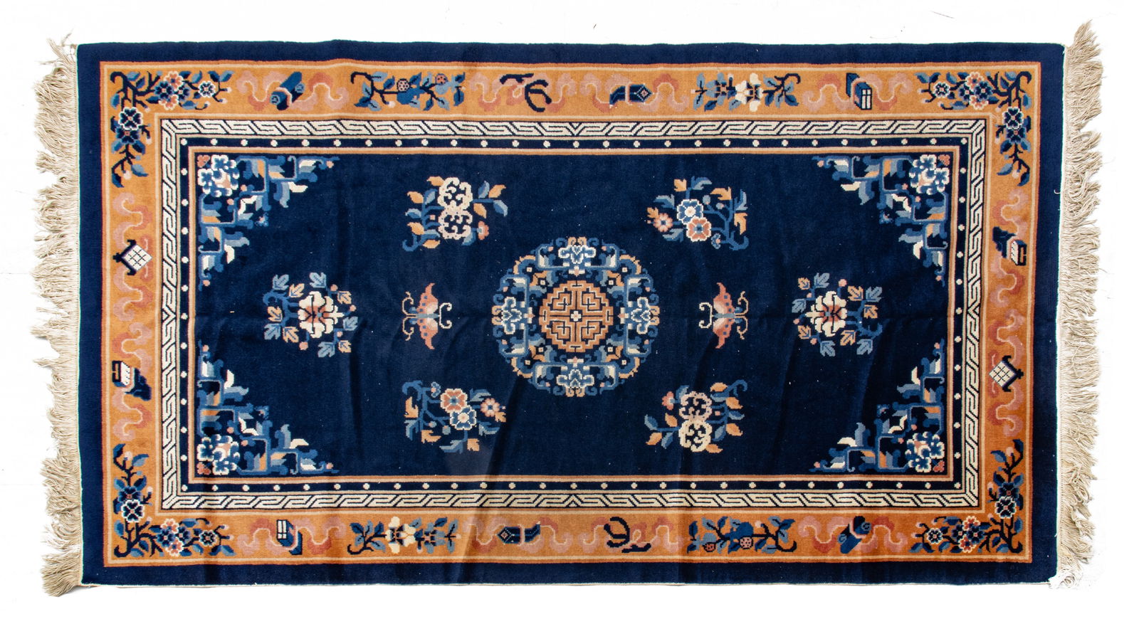 Chinese Art Deco Style Handwoven Wool Rug, Ca. 1980, W 3' 11" L 6' 11" (1 of 5)