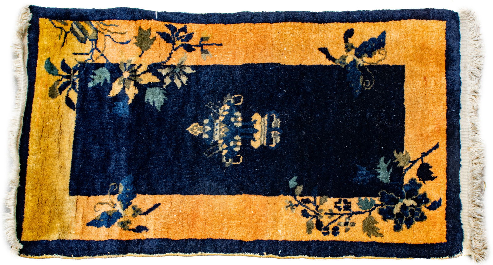 Chinese Art Deco Style Handwoven Wool Rug, W 2' L 3' 8" (1 of 4)