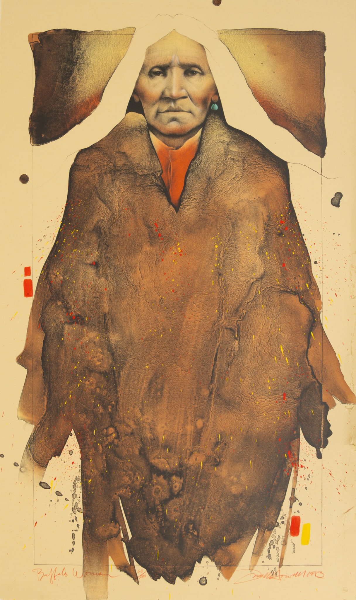 Frank Howell (American, 1937-1997) Color Lithograph on Wove Paper 1983, 'Buffalo Woman', SN: 69/100, (1 of 10)
