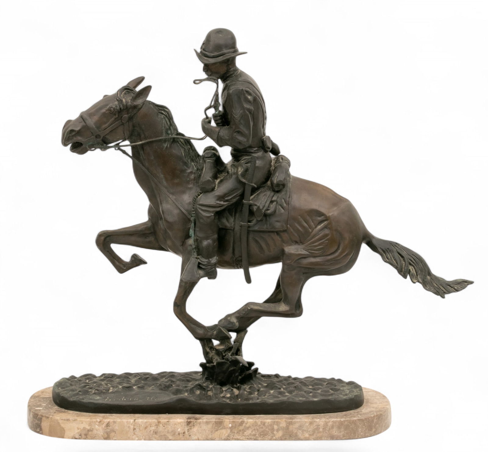 After Frederic Remington (American, 1861-1909) Bronze Sculpture, Ca. Mid 20th C., 'Trooper of the (1 of 7)