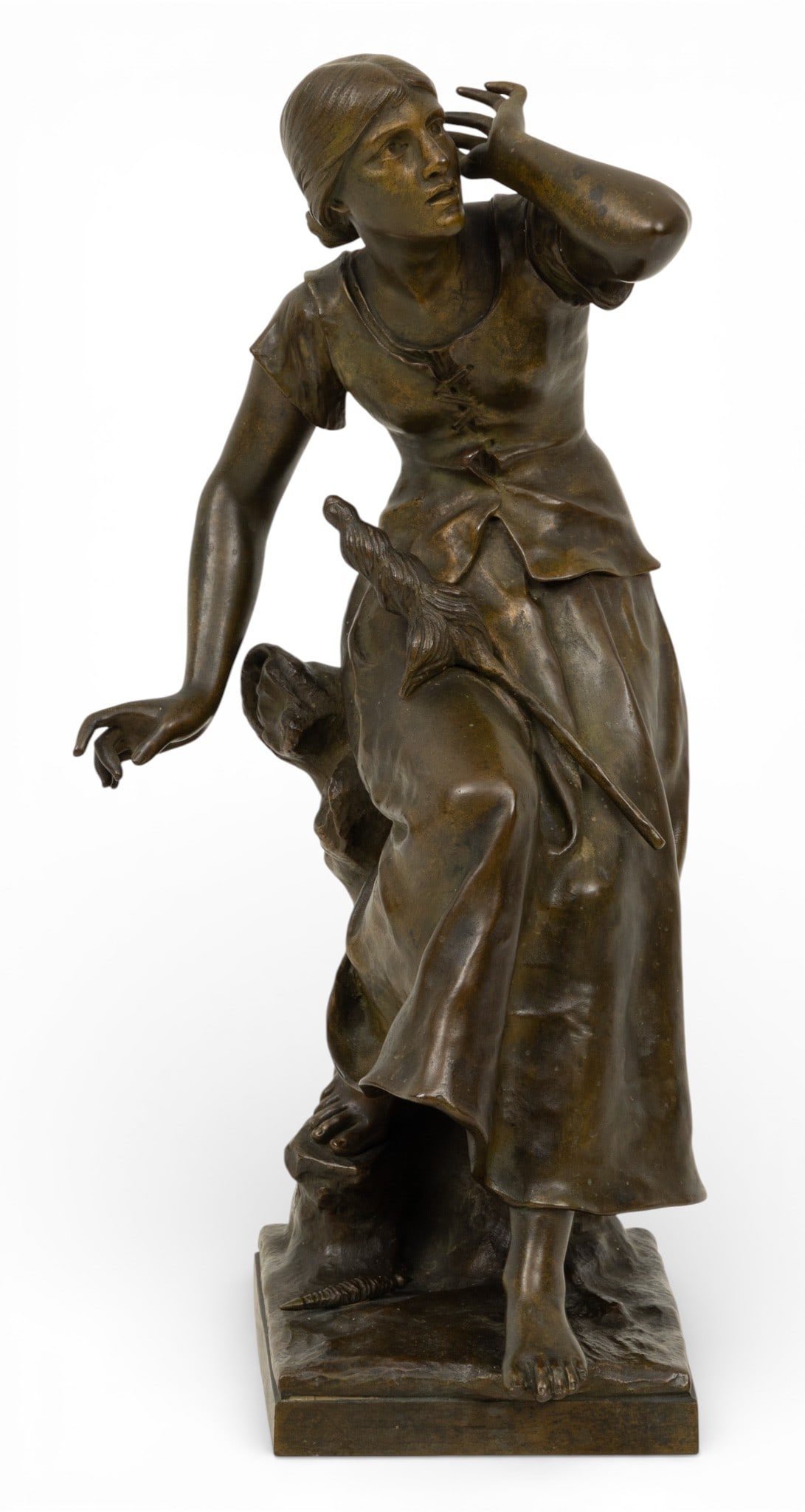 Michel-Leonard Beguine (French, 1855-1929) Patinated Bronze Sculpture, Ca. 1900, 'Vision of Joan of (1 of 6)