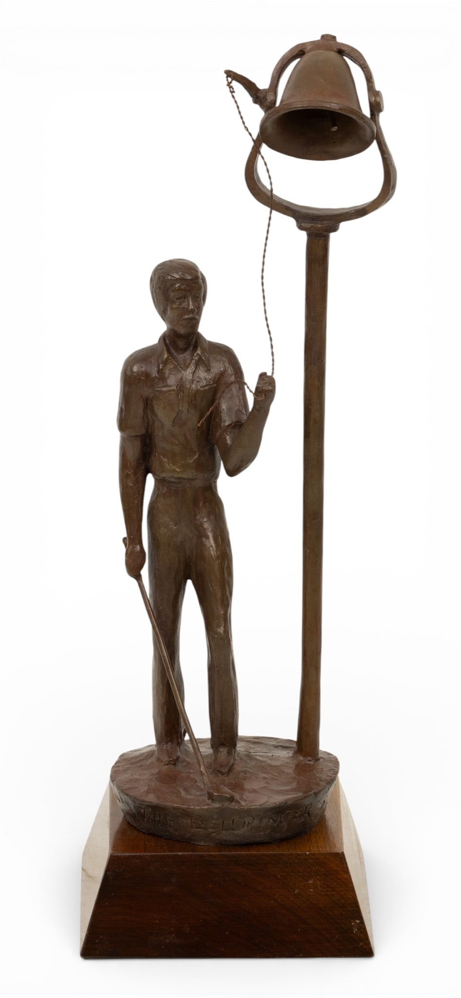 Oscar Graves (American/Detroit, B. 1921) Bronze Sculpture 1978, 'the Bell Ringer', H 14" Dia. 5" (1 of 6)