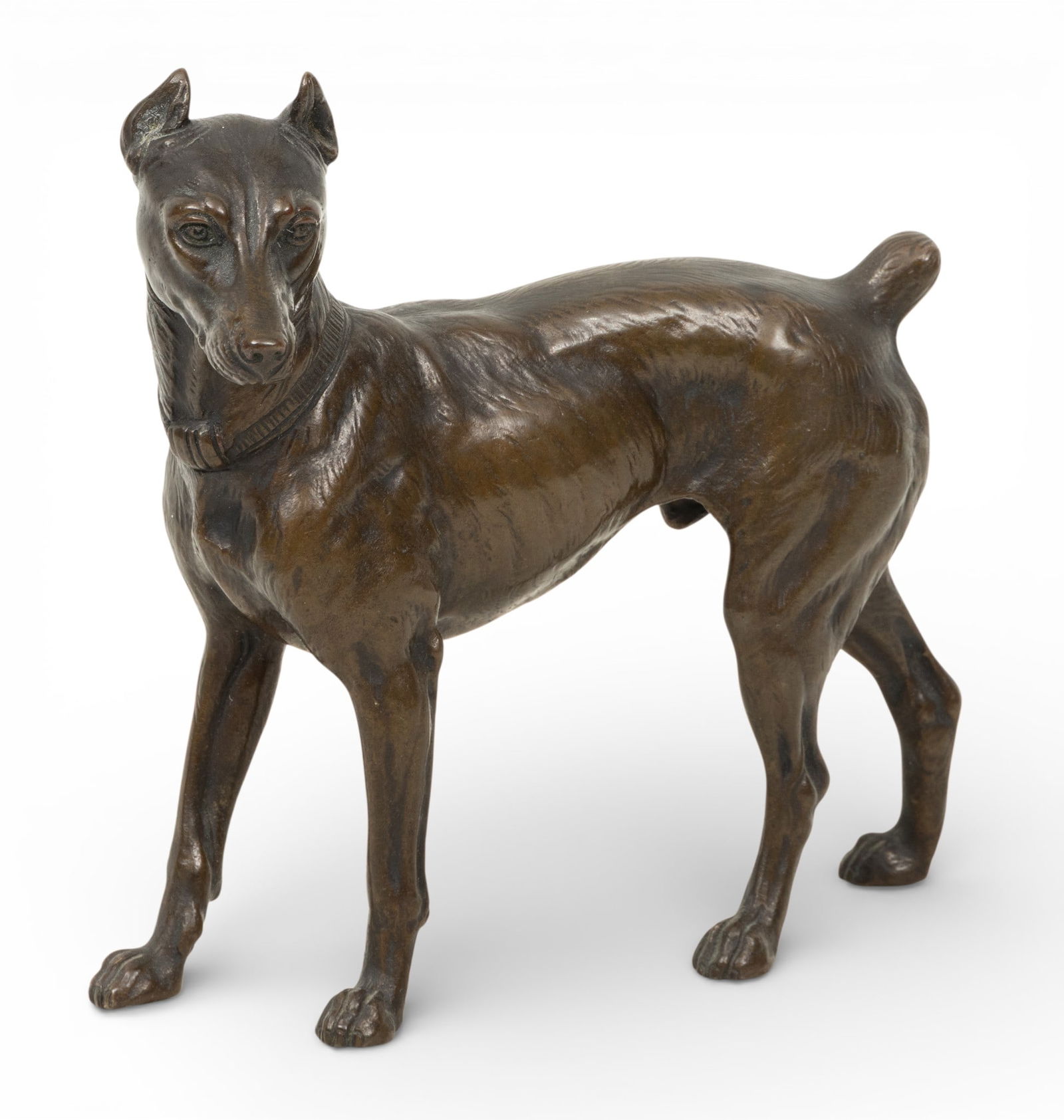 European Bronze Sculpture of a Dobermann, Ca. 1900, H 6.5" W 3" L 6.5" (1 of 6)