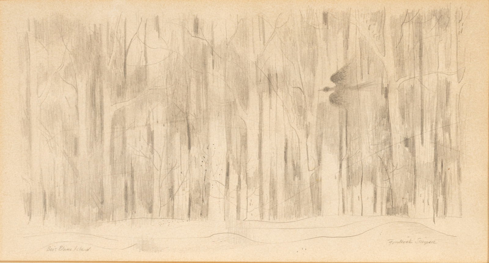 Frederick Simper (American, 1914-2002) Pencil Drawing on Paper, 'Bois Blanc Island', H 8" W 15" (1 of 7)