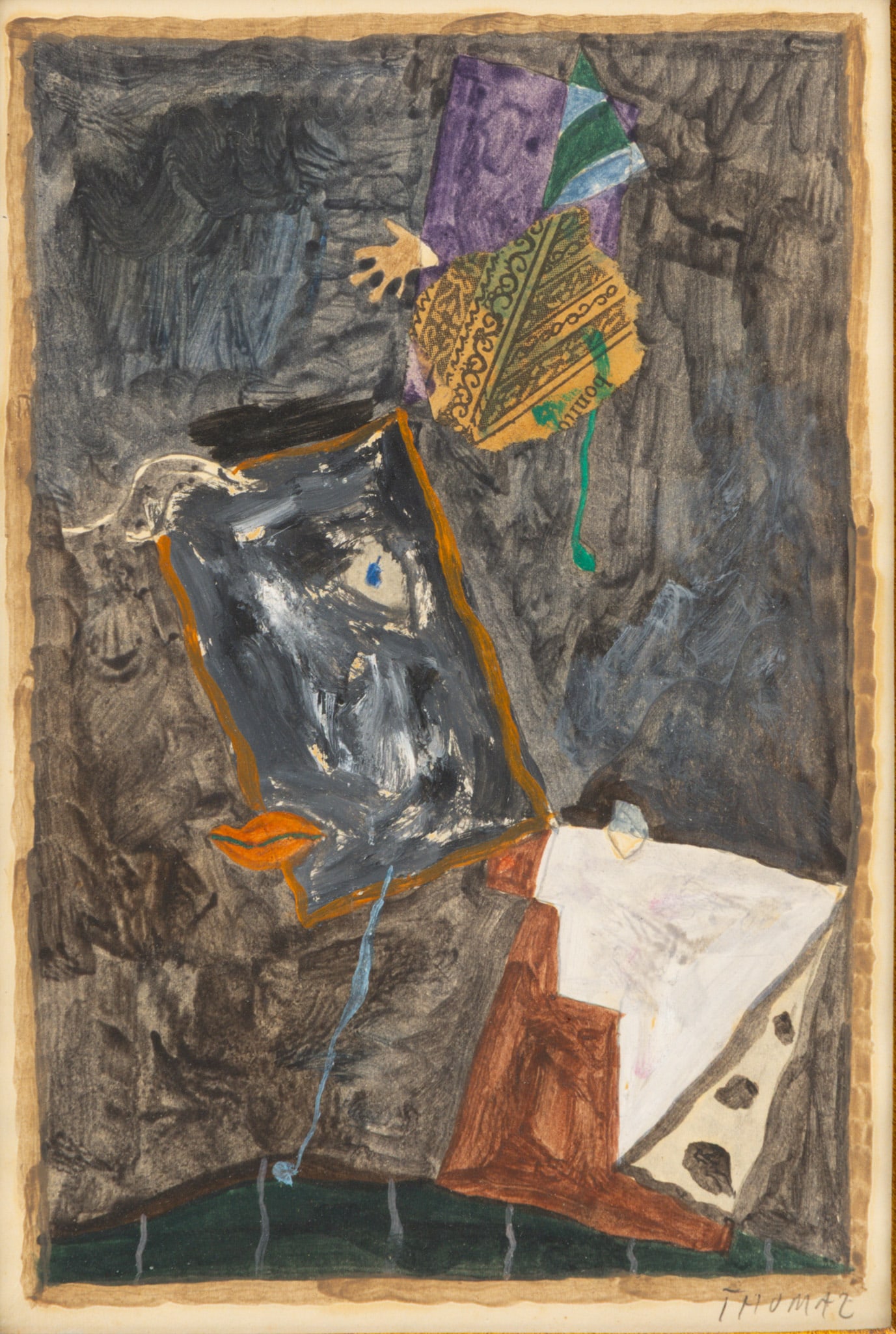 Thomaz Lanelli (Brazilian, 1932-2001) Mixed Media on Paper, 'Abstract', H 8.25" W 5.5" Frame Size: H (1 of 4)