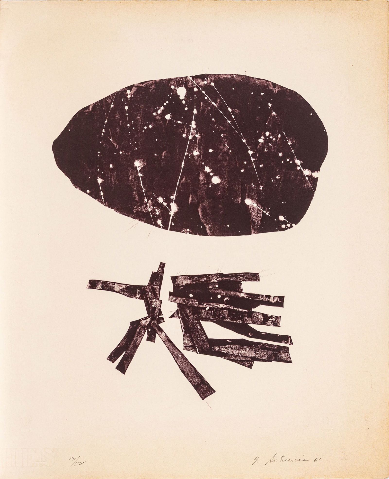 Garo Zareh Antreasian (American, 1922-2018) Lithograph on Rives BFK Paper 1961, 'Fragments VI', SN: (1 of 7)