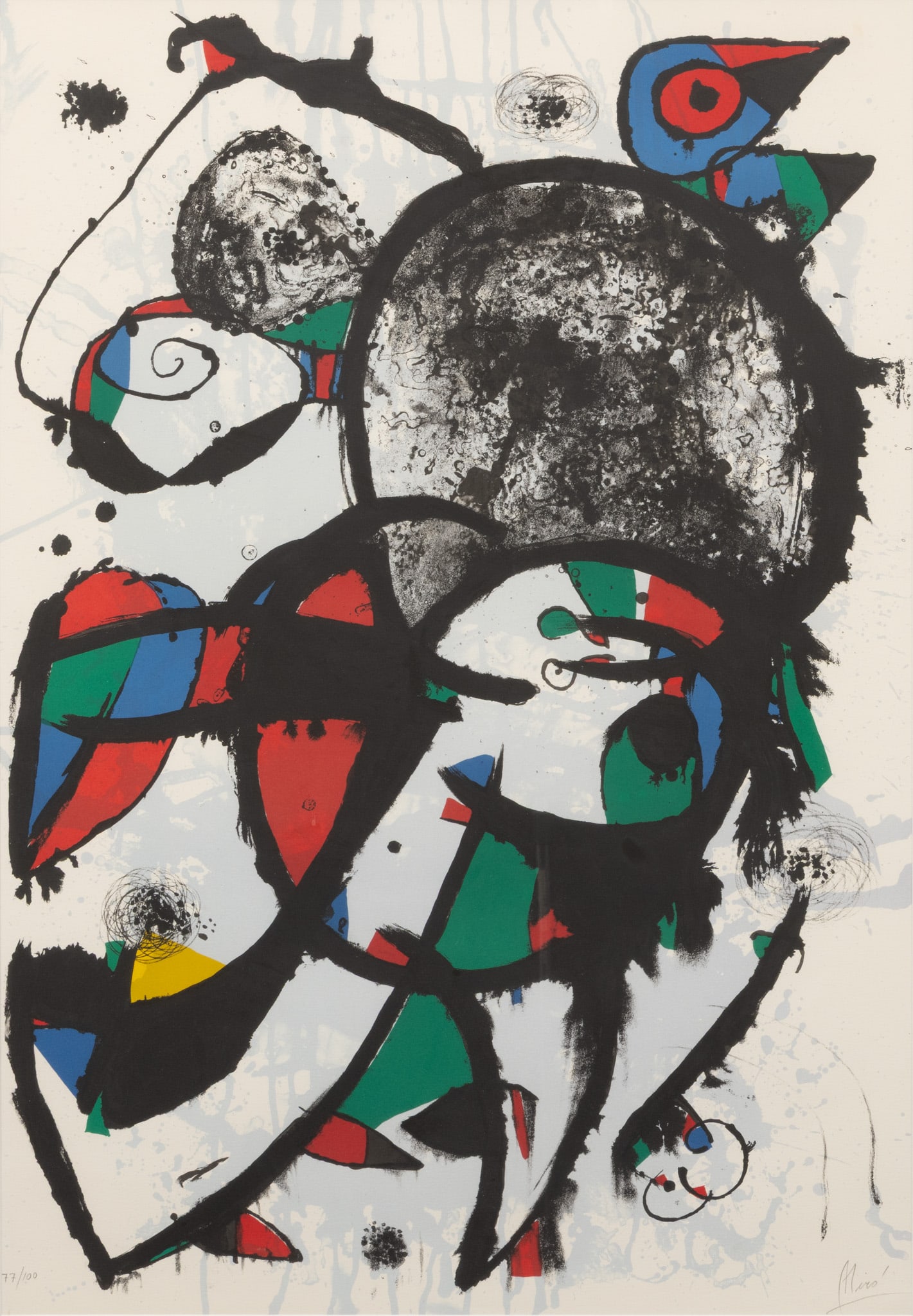In the Manner of Joan Miro (Spanish, 1893-1893) Lithograph in Colors on Wove Paper 1977, 'Hommage a (1 of 6)