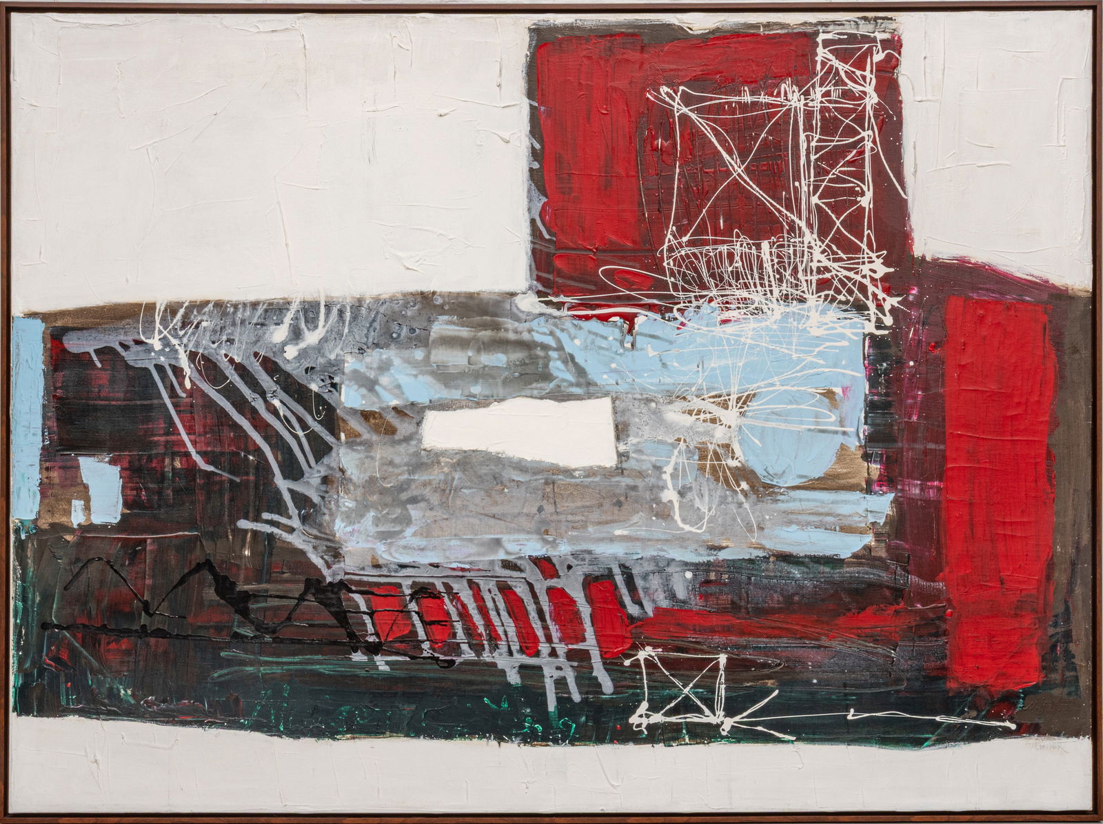 Moshe Leider (Israeli, B. 1945) Abstract Oil on Canvas H 58.5" W 79" Frame Size: H 60.25" W 80.5" (1 of 8)