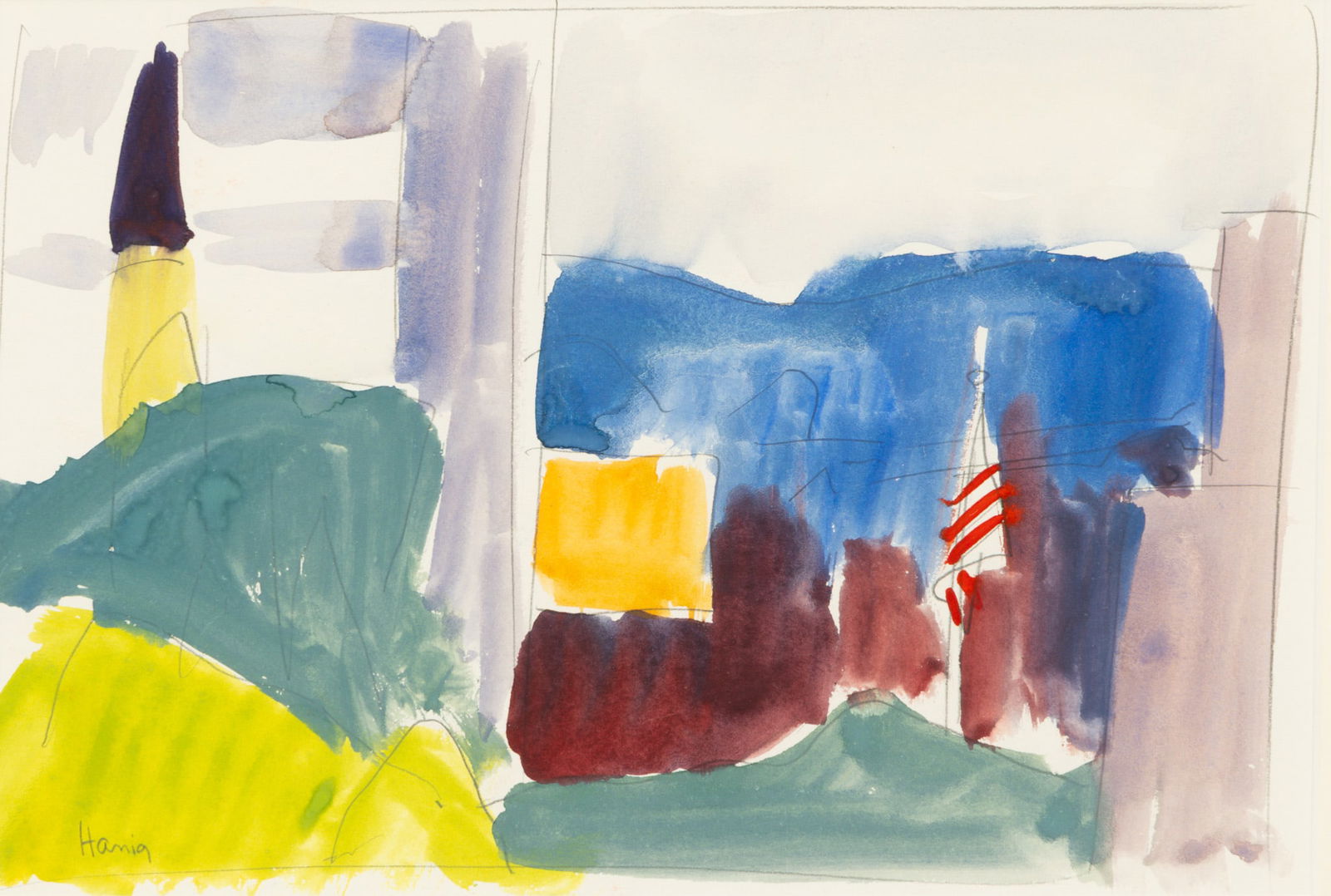 Saul Hanig (American, 1914-1977) Watercolor and Pencil on Paper, Abstract Cityscape H 6.5" W 9.5" (1 of 5)