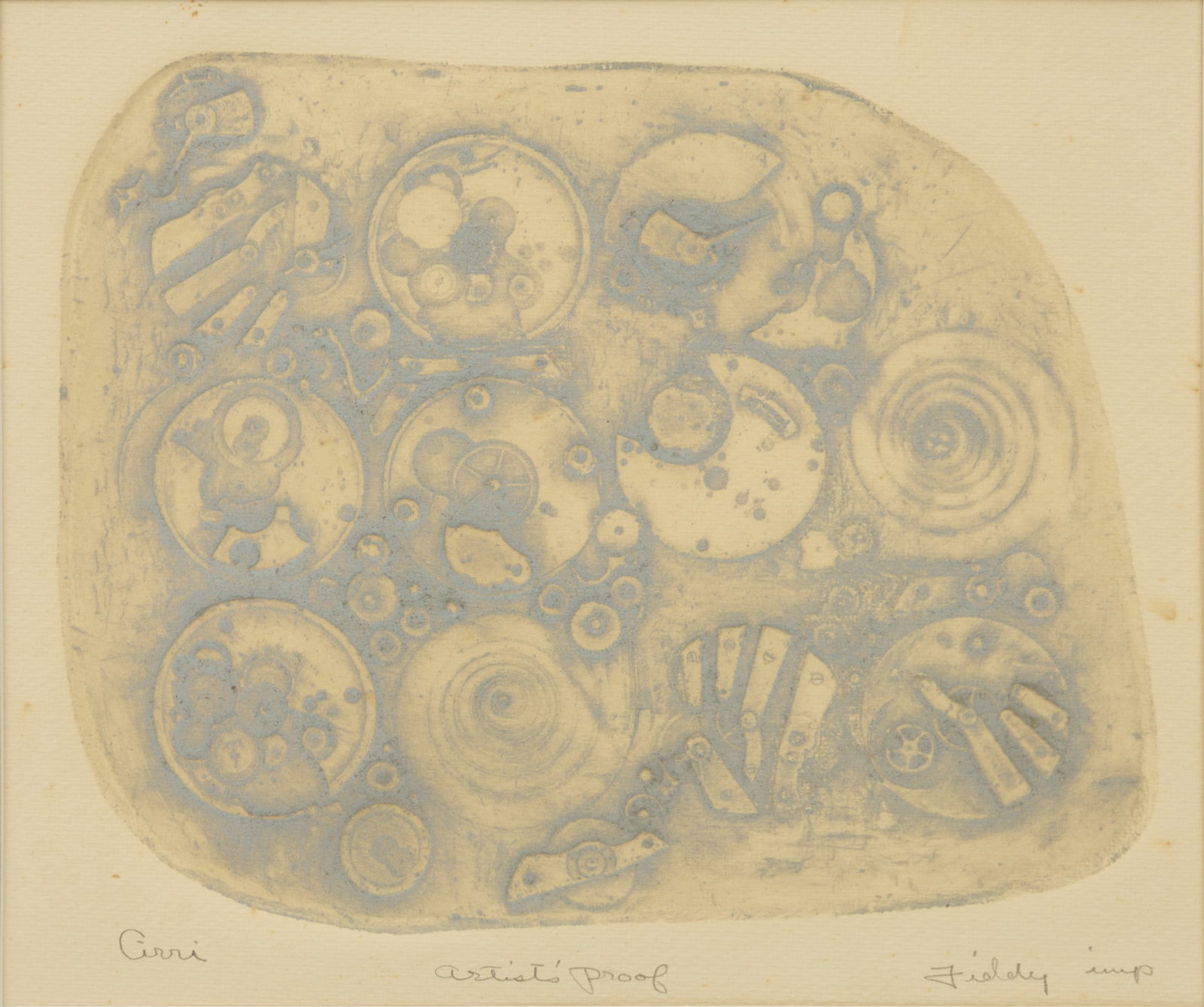 Debossed Abstract on Paper 20th Cen., 'Cirri', H 7.75" W 9.25" Frame Size: H 12.25" W 13.5" 1 PC (1 of 5)