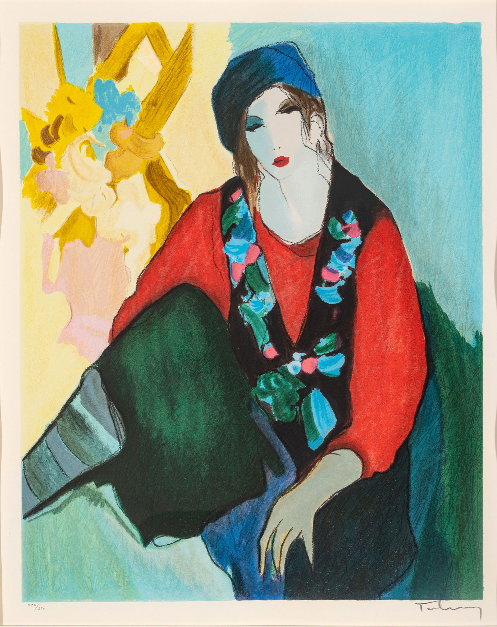 Itzchak Tarkay (Israeli, 1935-2012) Serigraph on Paper H 26.5" W 21.75" Frame Size: H 37.5" W 32.5" (1 of 6)