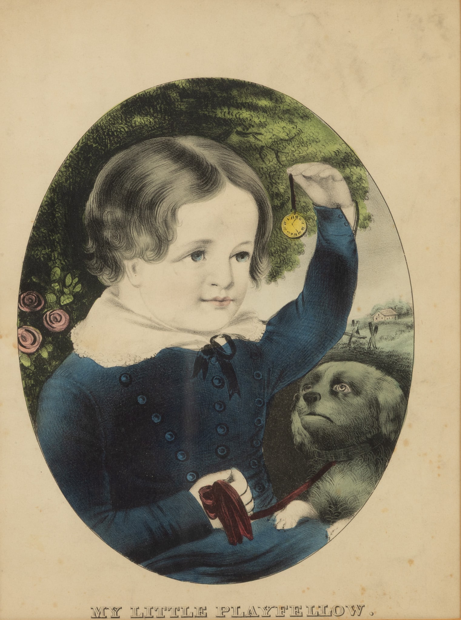 Nathaniel Currier (American, 1832-1856) Hand Colored Lithograph on Paper, Ca. 1845, 'My Little (1 of 7)
