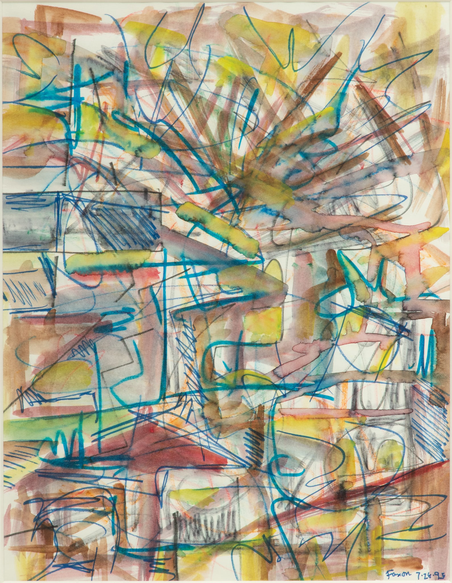 Jack Faxon (American, 1936-2020) Watercolor 1995, H 12'' W 9'' (1 of 3)