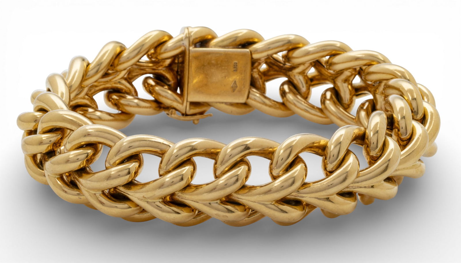 18K Yellow Gold Link Swiss Bracelet, W 0.6" L 8" 121 g 1 PC (1 of 8)