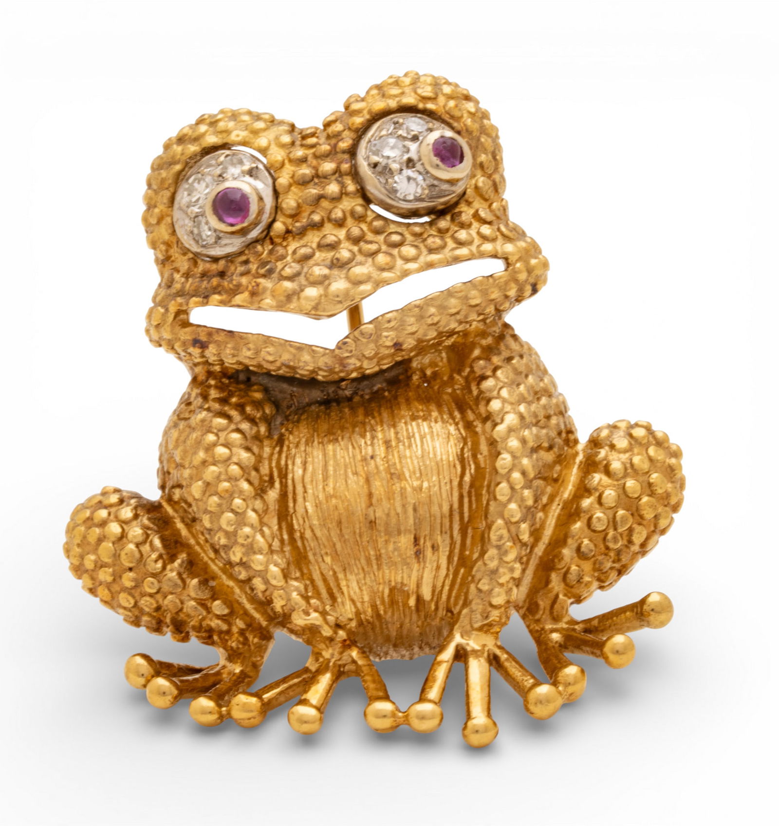 18k Gold Frog Brooch, Diamond Eyes 17 g 1 PC (1 of 8)