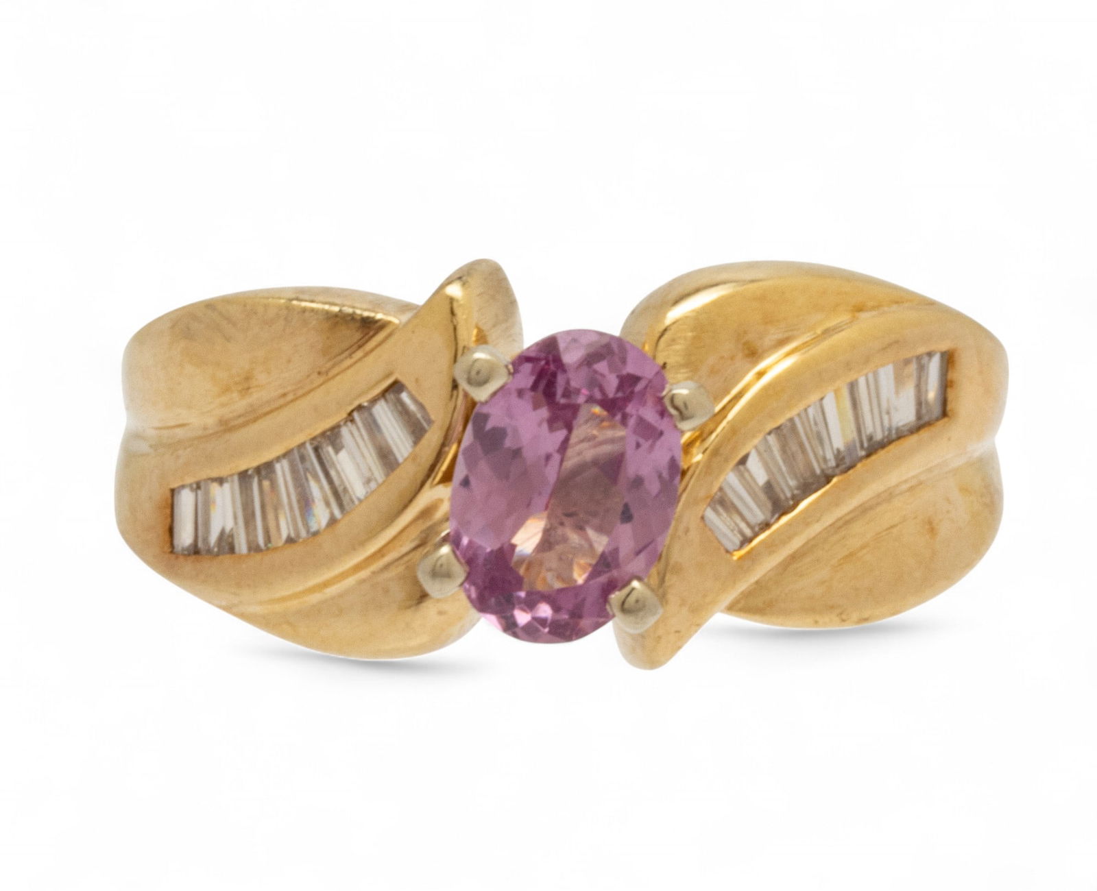 14k Yellow Gold, Natural Tourmaline, and Diamond Ring 6 5.2 g (1 of 8)