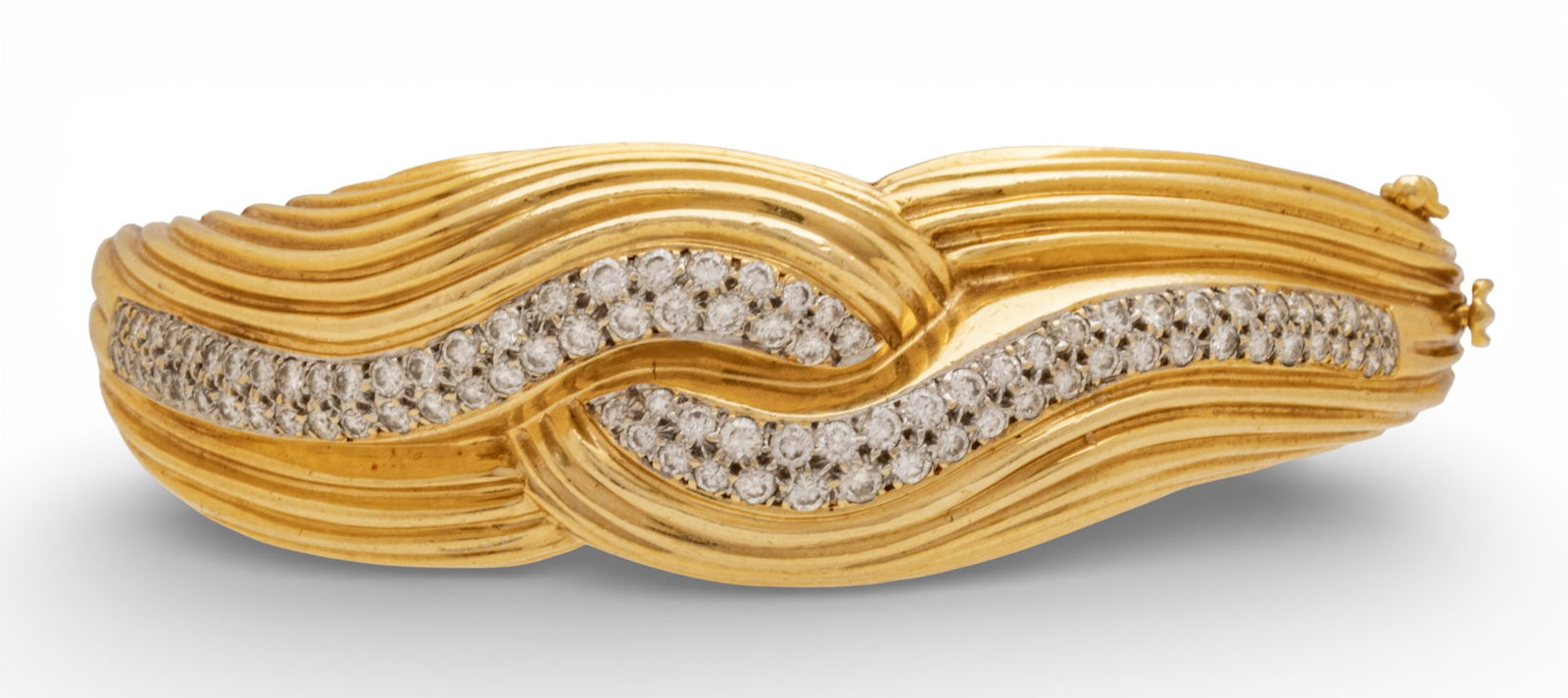 Rotkel 14k Yellow Gold and Diamond Bangle Bracelet Dia. 6.5" 43.75 g (1 of 9)