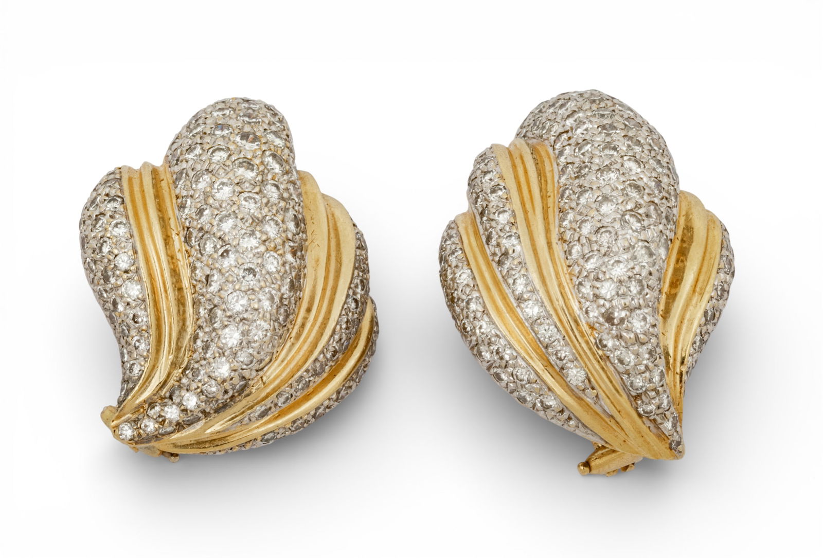 18k Yellow Gold and Diamond Earrings H 1.25" 23.82 g 1 PAIR (1 of 6)