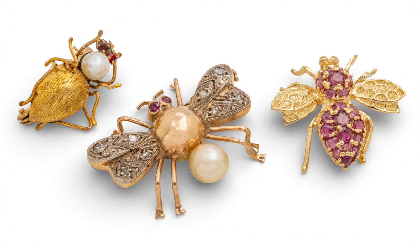 14k Gold Bug Brooches with Rubies 8.5 g 3 PCS (1 of 6)