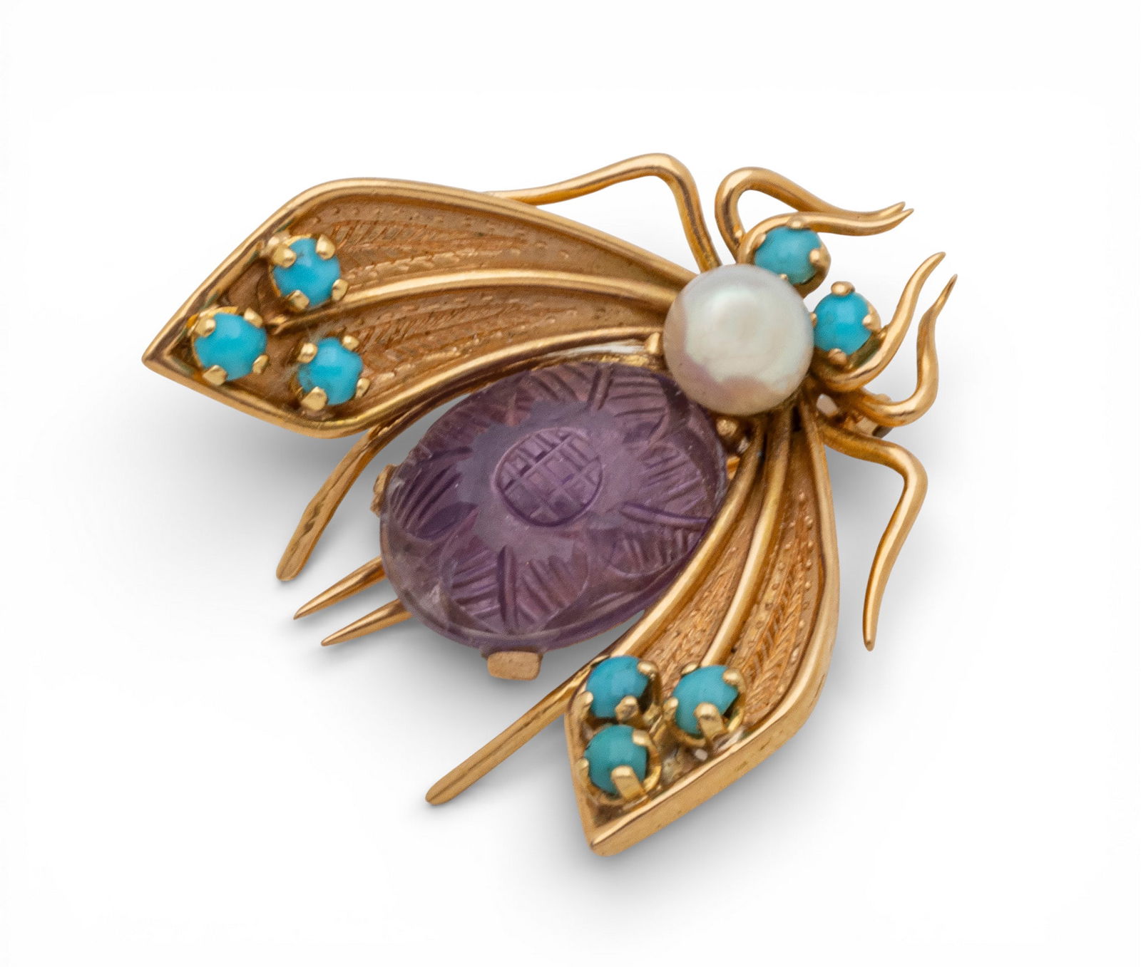 French Gold Bug Brooch 1920, H 1.2" W 1.2" 11 g 1 PC (1 of 8)