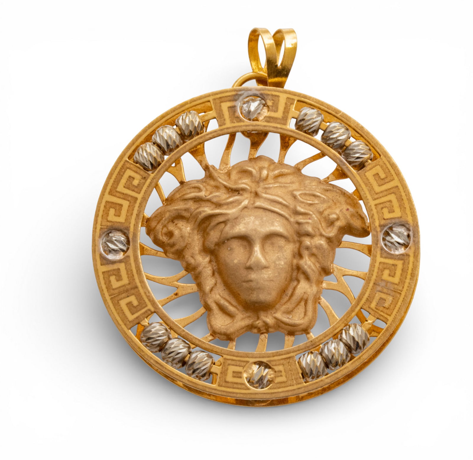 18k White and Yellow Gold Medusa Pendant 3.3 g (1 of 6)