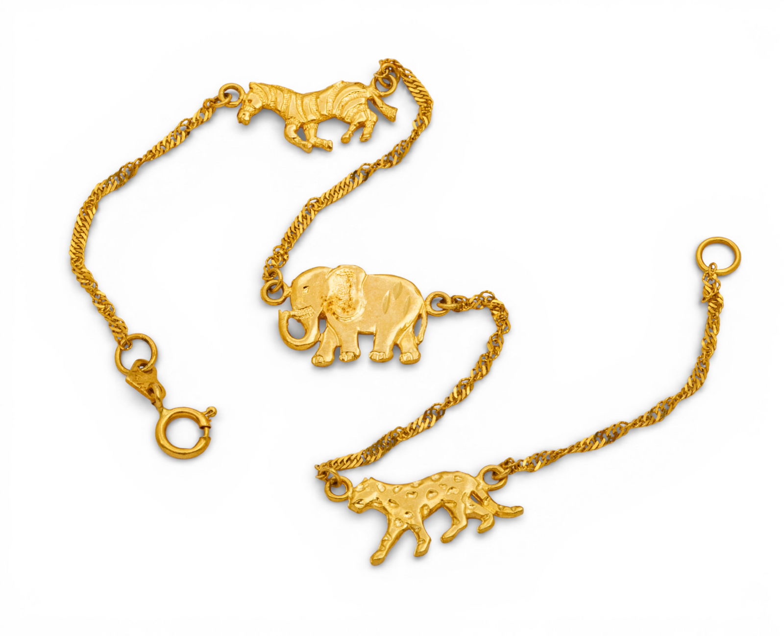 14k Yellow Gold African Animal Bracelet L 6.5" 1.8 g (1 of 4)