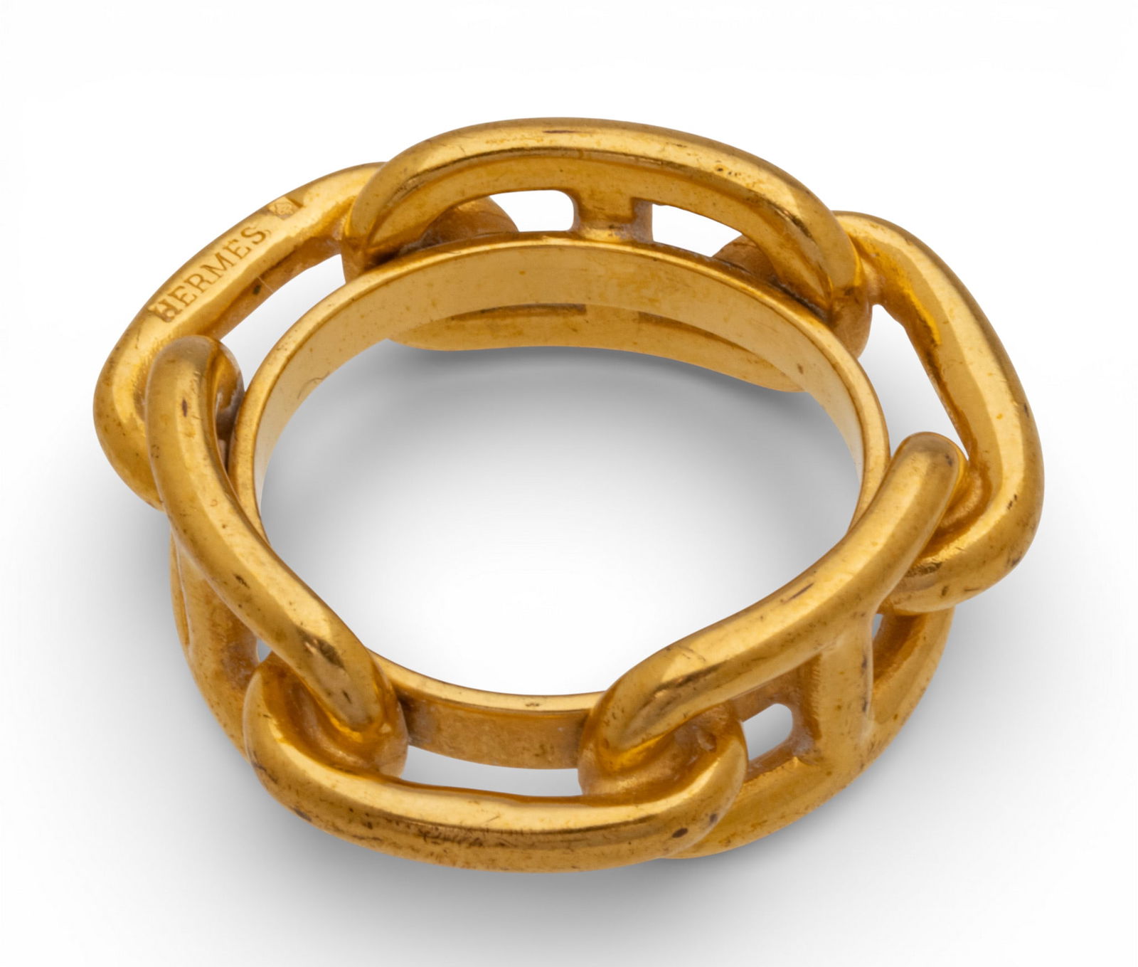 Hermes Scarf Ring, Gold Plate 2000, 'Chaine D'ancre Enchainee', 10.5 g 1 PC (1 of 6)