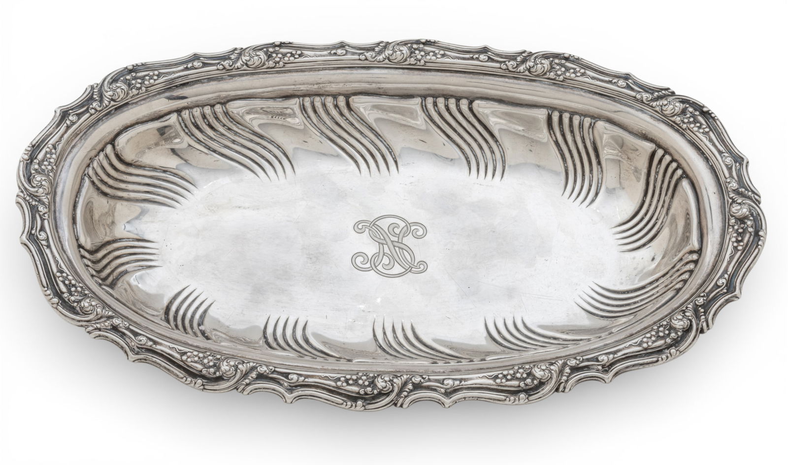 Tiffany & Co (New York) Georgian Sterling Silver Oval Serving Tray, Ca. 1904, H 2" W 7.25" L 12" (1 of 8)