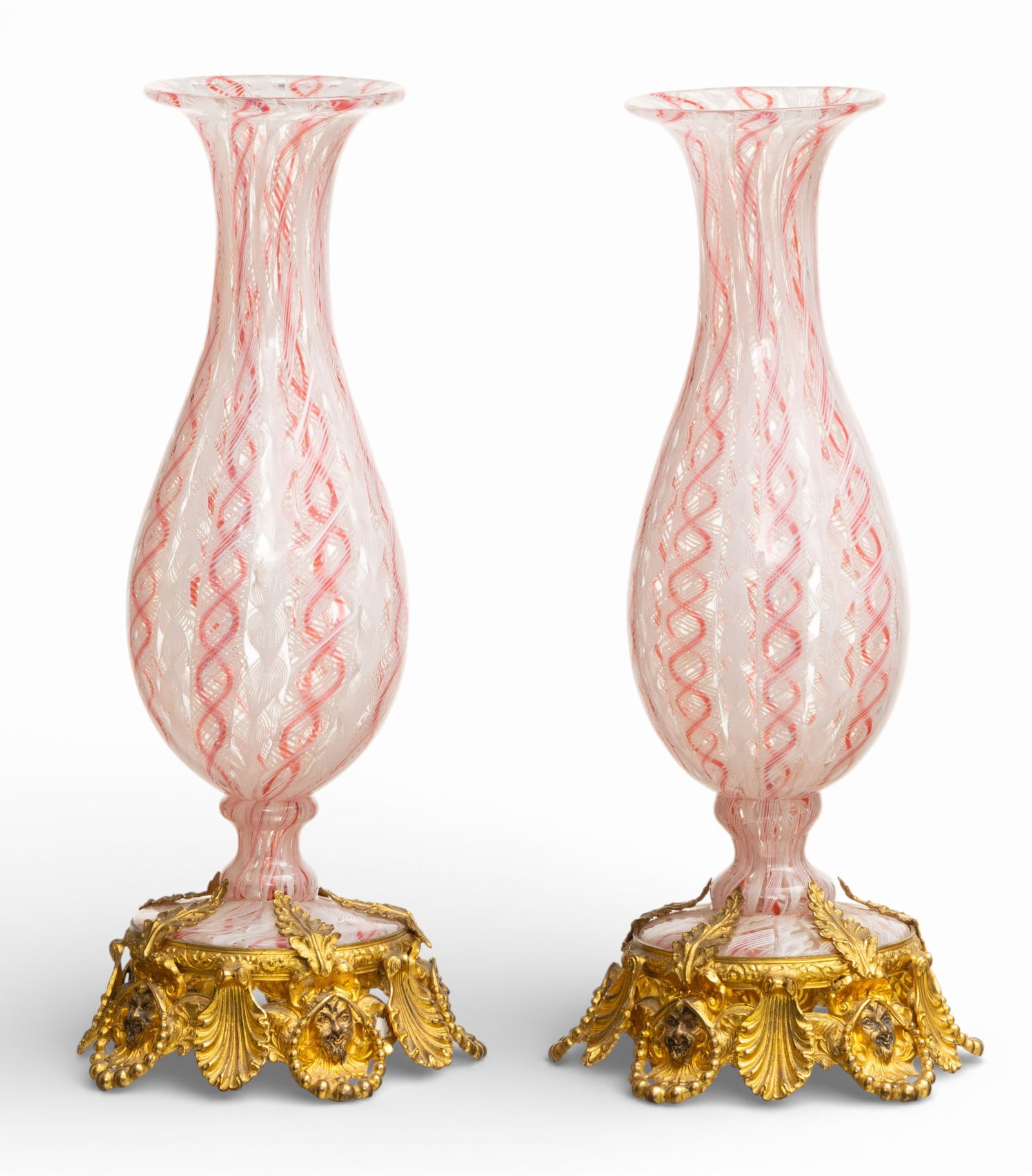 Venetian Blown Glass Murano Bud Vases 1930, H 8" Dia. 3" 1 PAIR (1 of 5)
