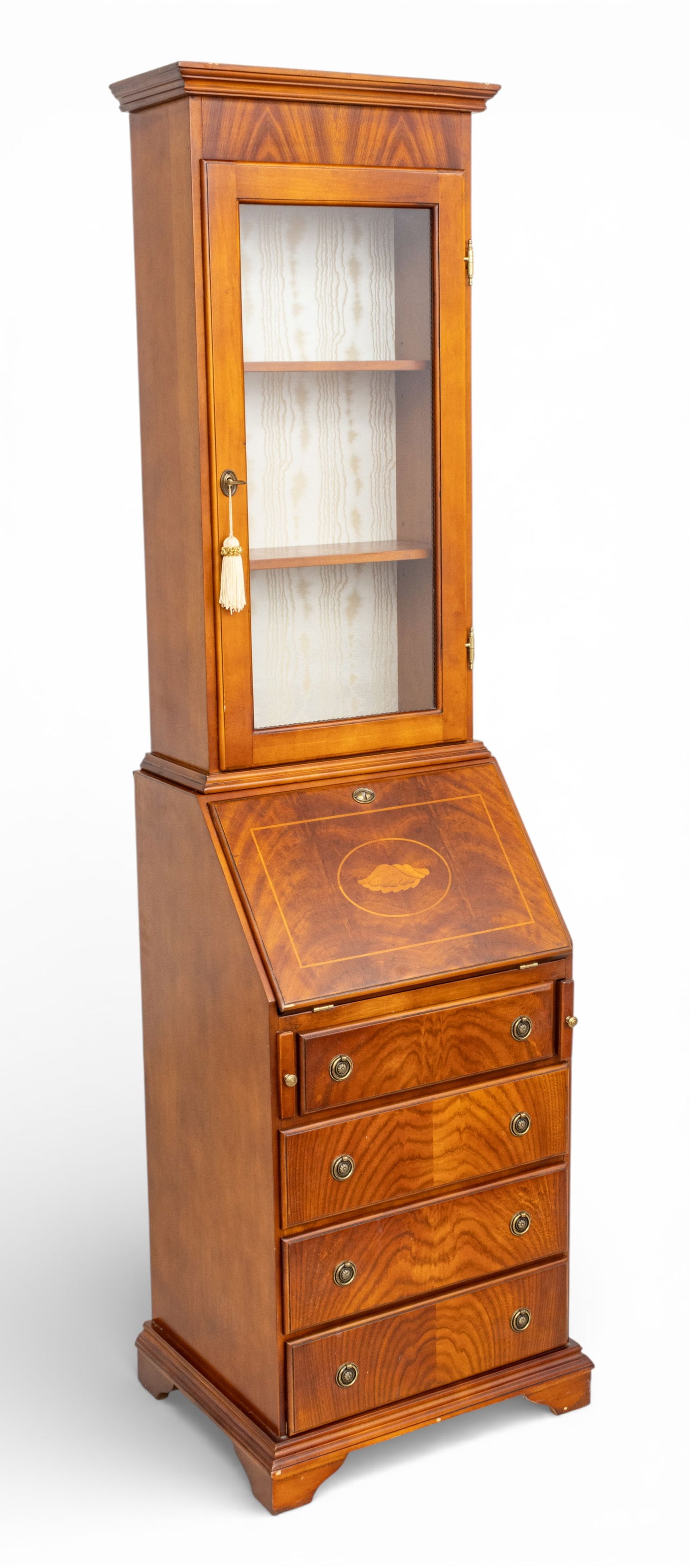 Inlaid Mahogany Drop Front Secretary Desk H 75" W 19.5" Depth 17" (1 of 11)