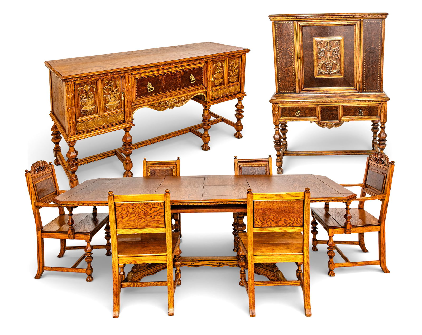 Batesville Furniture Company (American, Indiana) Jacobean Style Oak Dining Room Set 6 PCS (1 of 20)