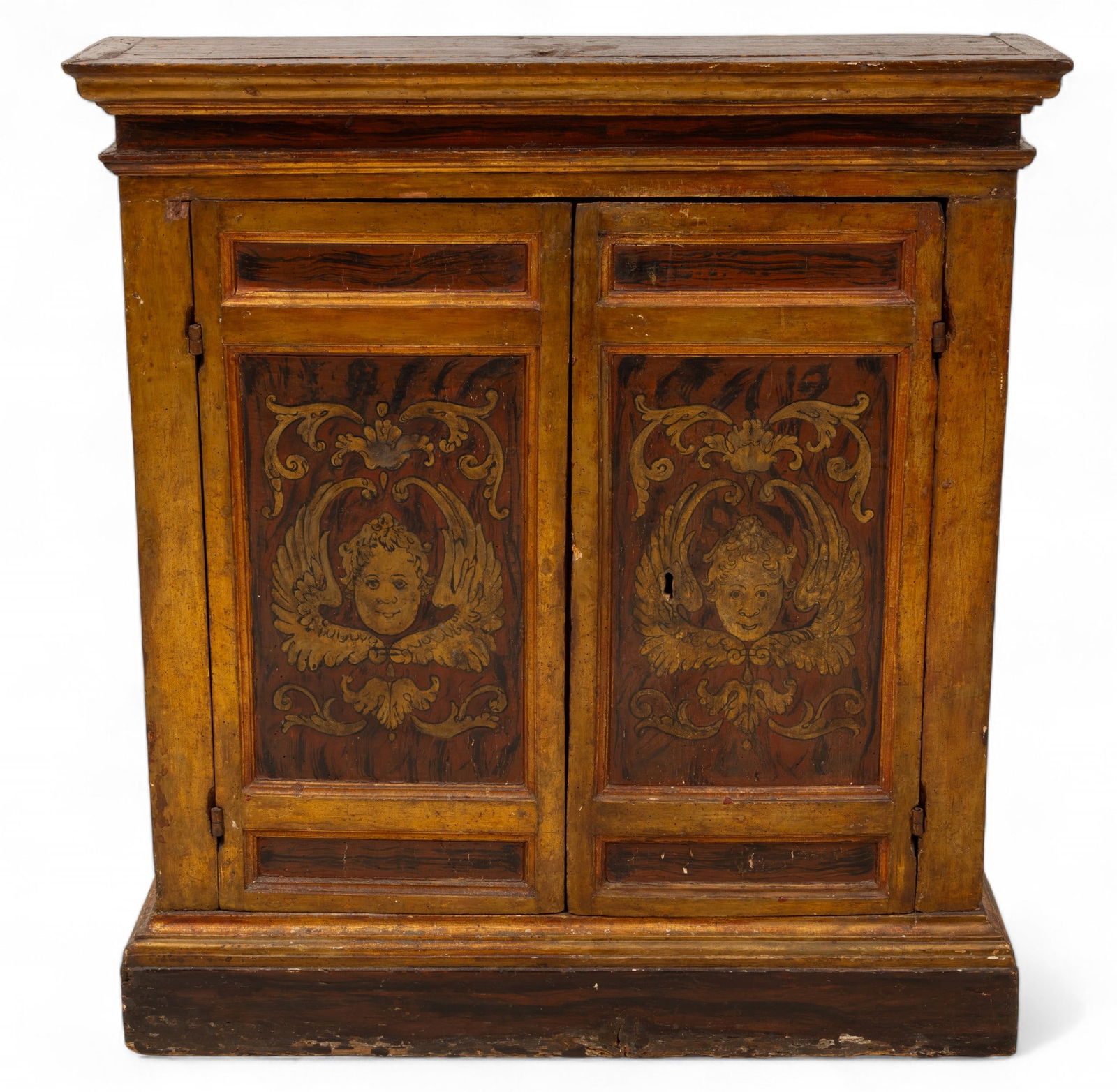 Italian Florentine Grain Painted Cabinet Late 18th C., H 47" W 43" Depth 11" (1 of 6)