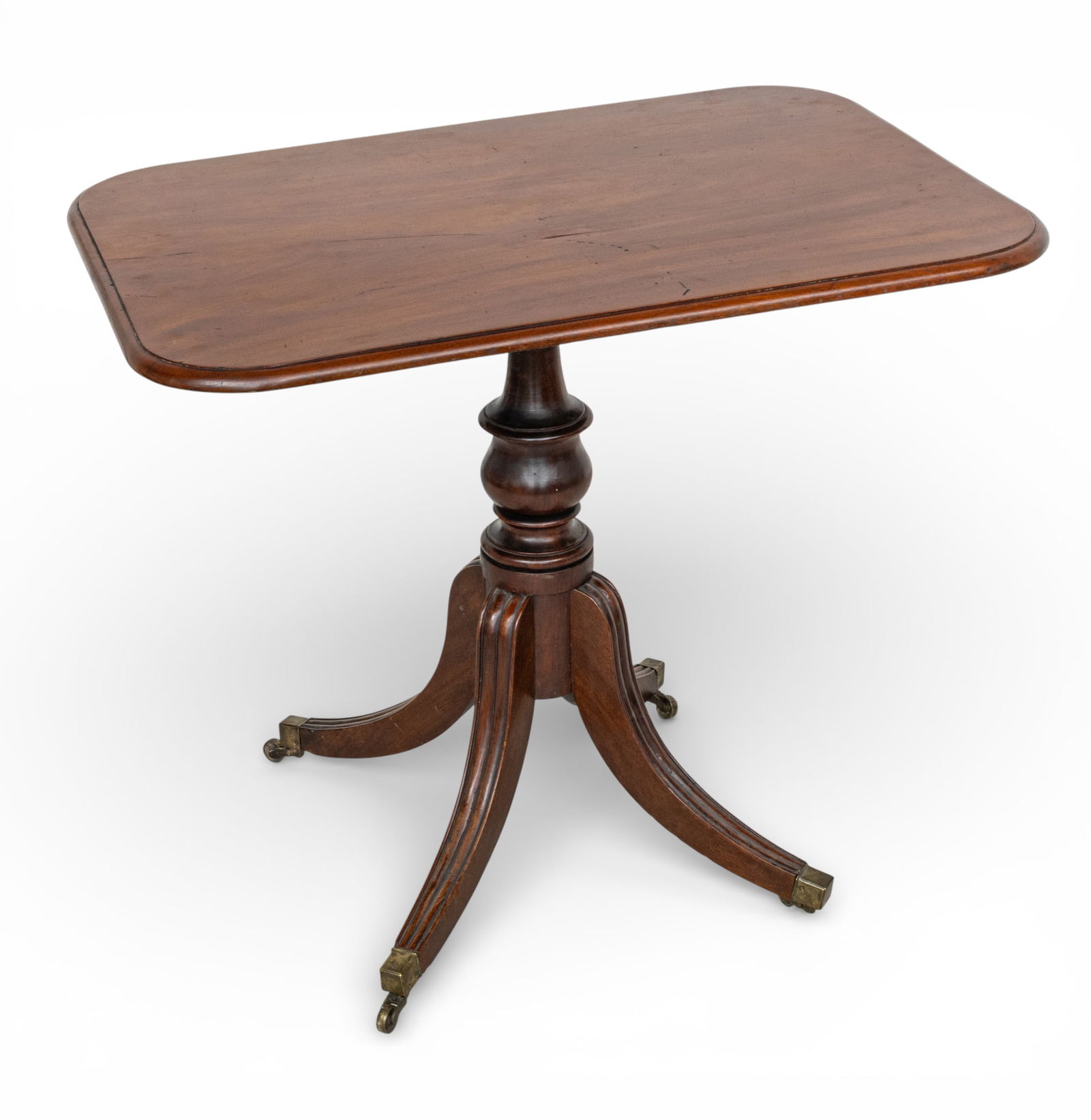 American Mahogany Tilt Top Table, Ca. 1830, H 29" W 23.5" L 33" (1 of 7)