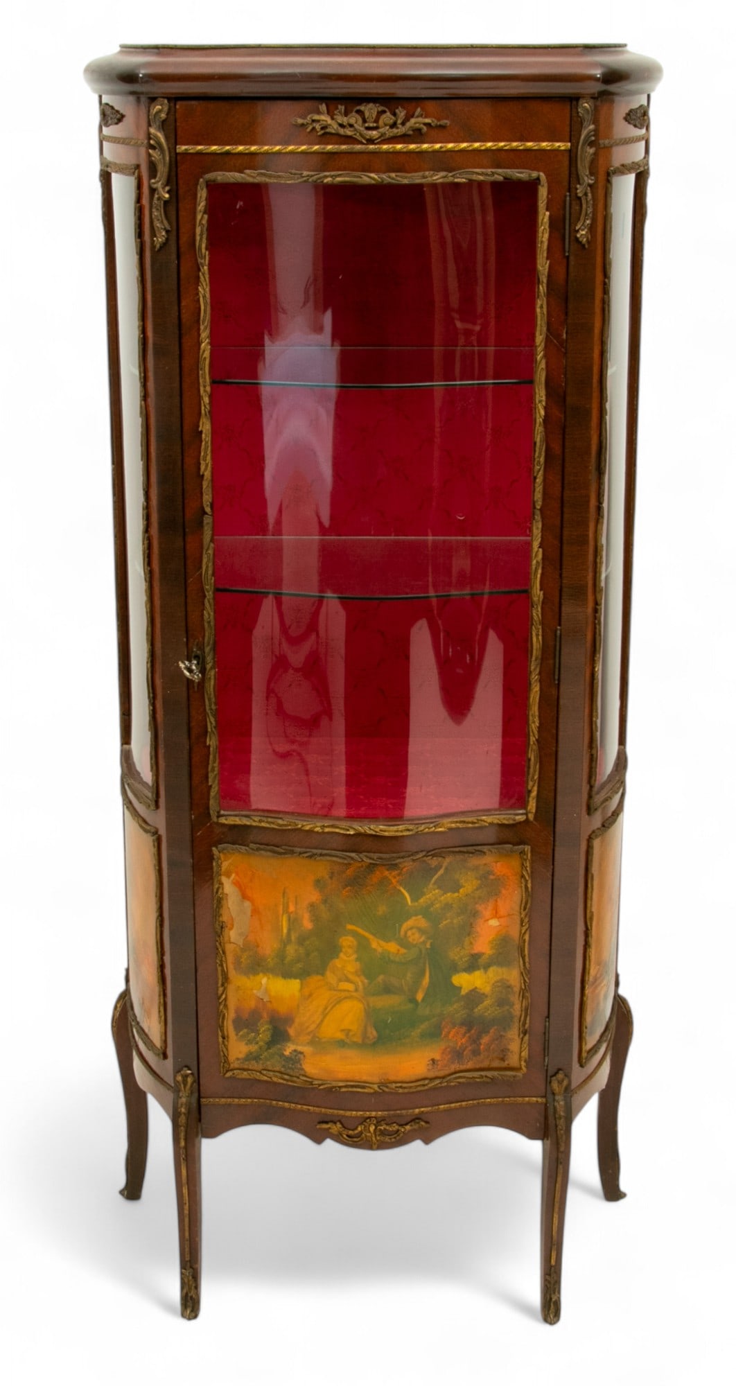 French Style Mahogany Curio Cabinet 1960, H 59" W 27" Depth 14" (1 of 6)