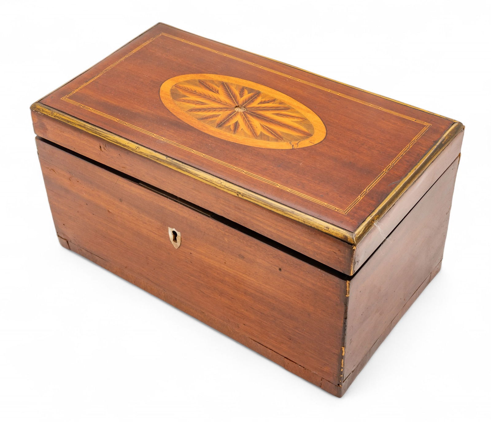 German Mahogany Sewing or Vanity Box 1834, H 5.75" L 10.75" Depth 6" (1 of 9)