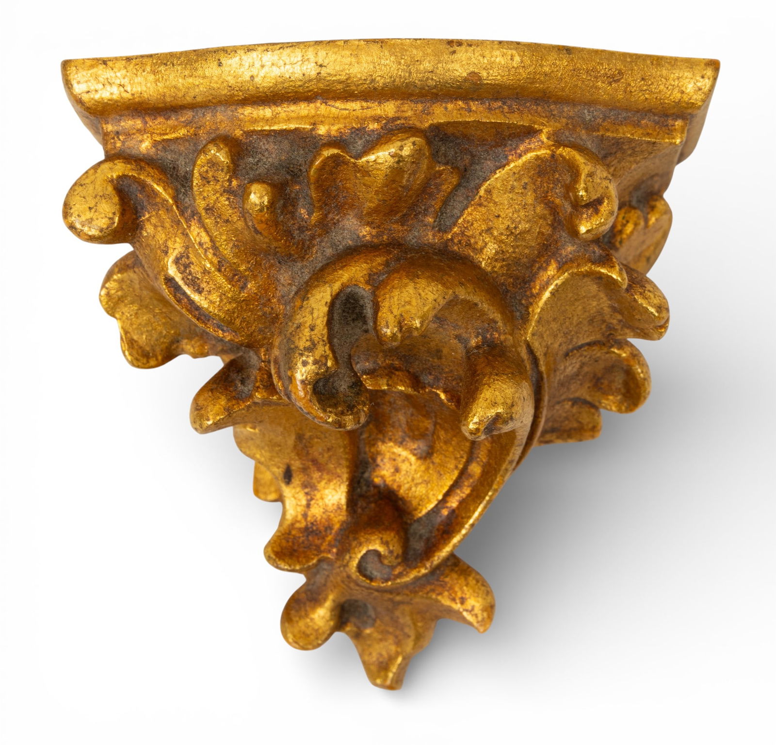 Italian Very Small Carved Wood and Gilded Shelf, Ca. 1940, H 3" W 3.5" Depth 3.75" (1 of 3)
