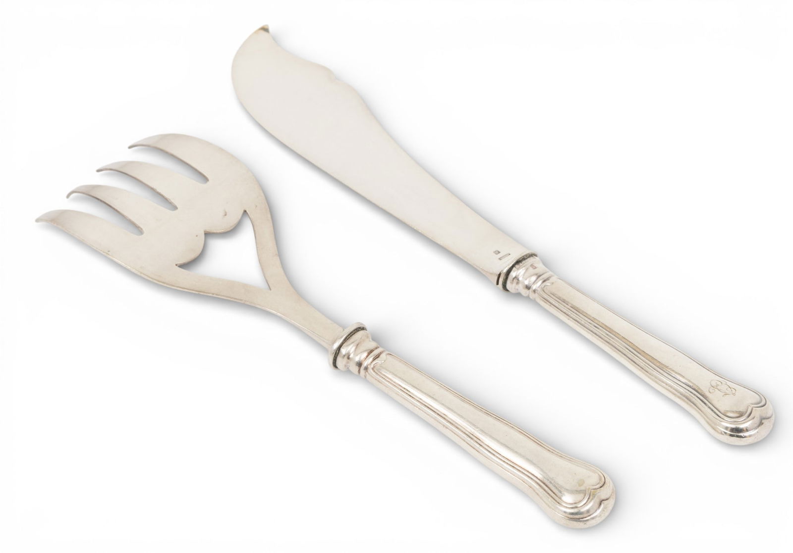 Christofle (France) Silver Plate Fish Servers, Knife and Fork L 11" 2 PCS (1 of 6)